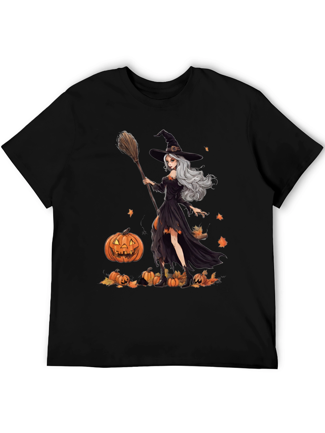 Witch & Pumpkins Graphic Tee - Halloween Apparel