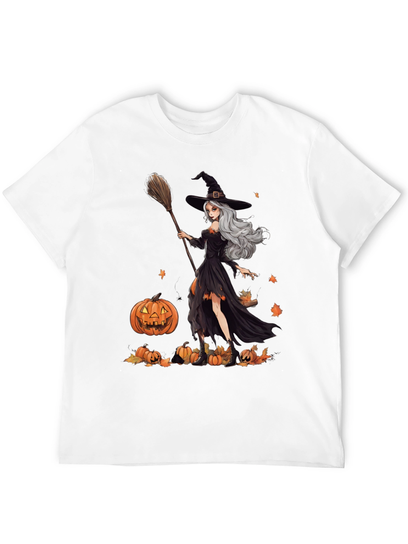 Witch & Pumpkins Graphic Tee - Halloween Apparel