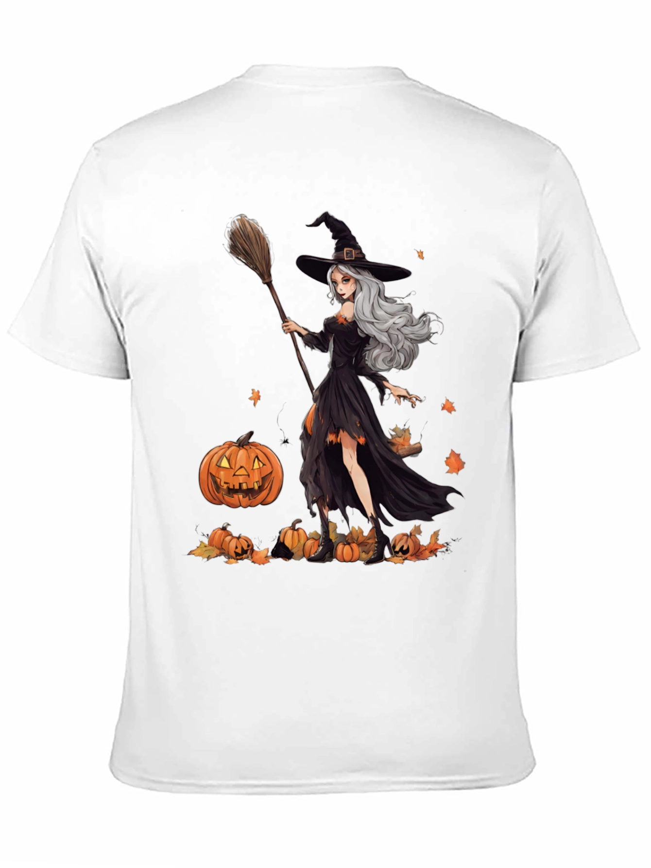 Witch & Pumpkins Graphic Tee - Halloween Apparel