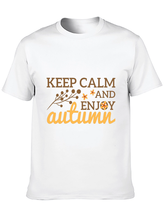 Keep Calm and Enjoy Autumn Black Graphic T-Shirt