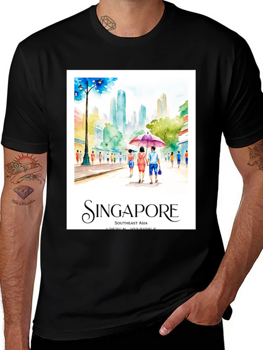 Singapore Watercolor Art T-Shirt