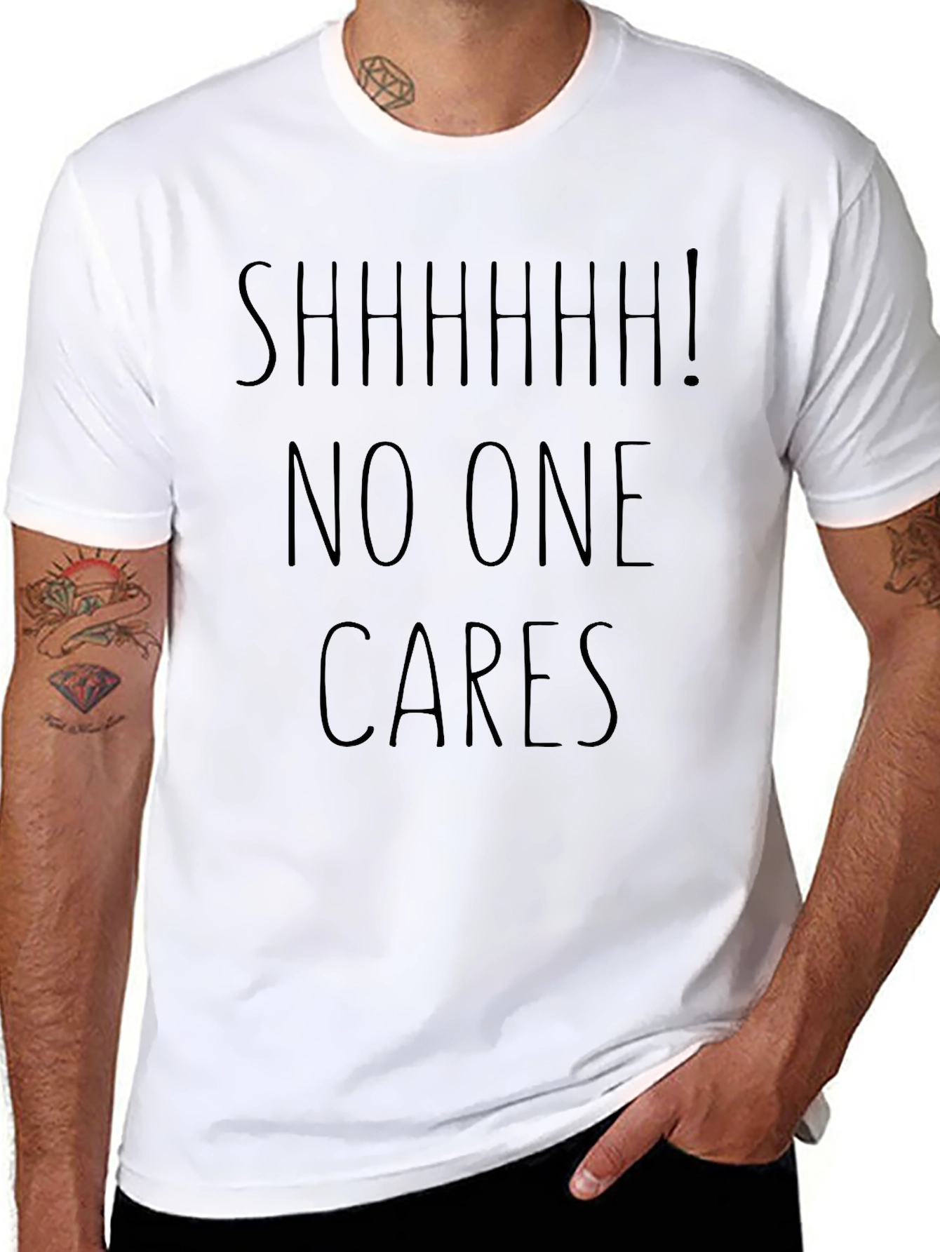 SHHHHH! No One Cares Sarcastic Graphic Tee