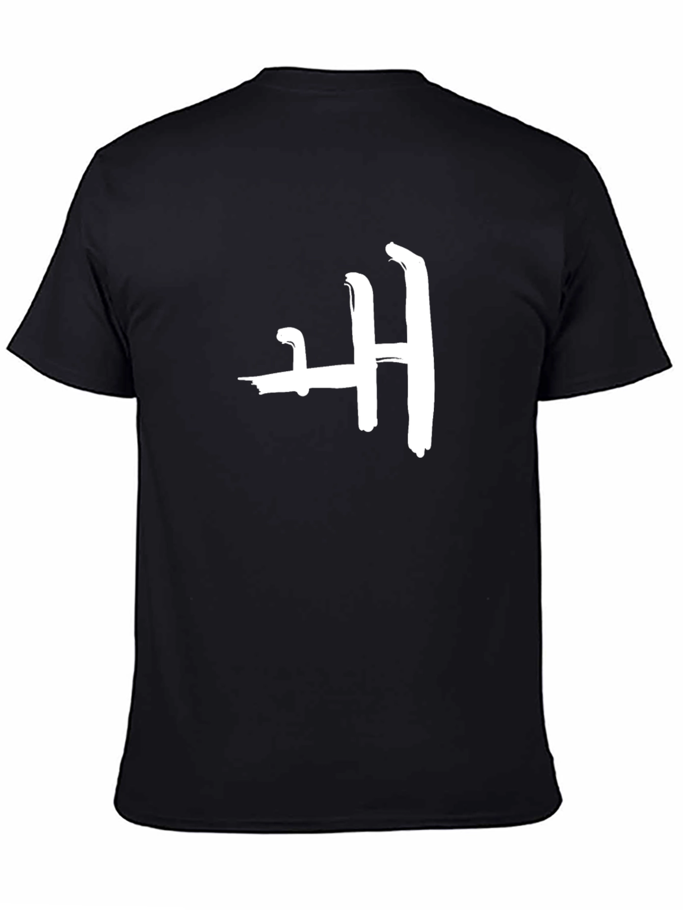 Abstract H White Print Black T-Shirt
