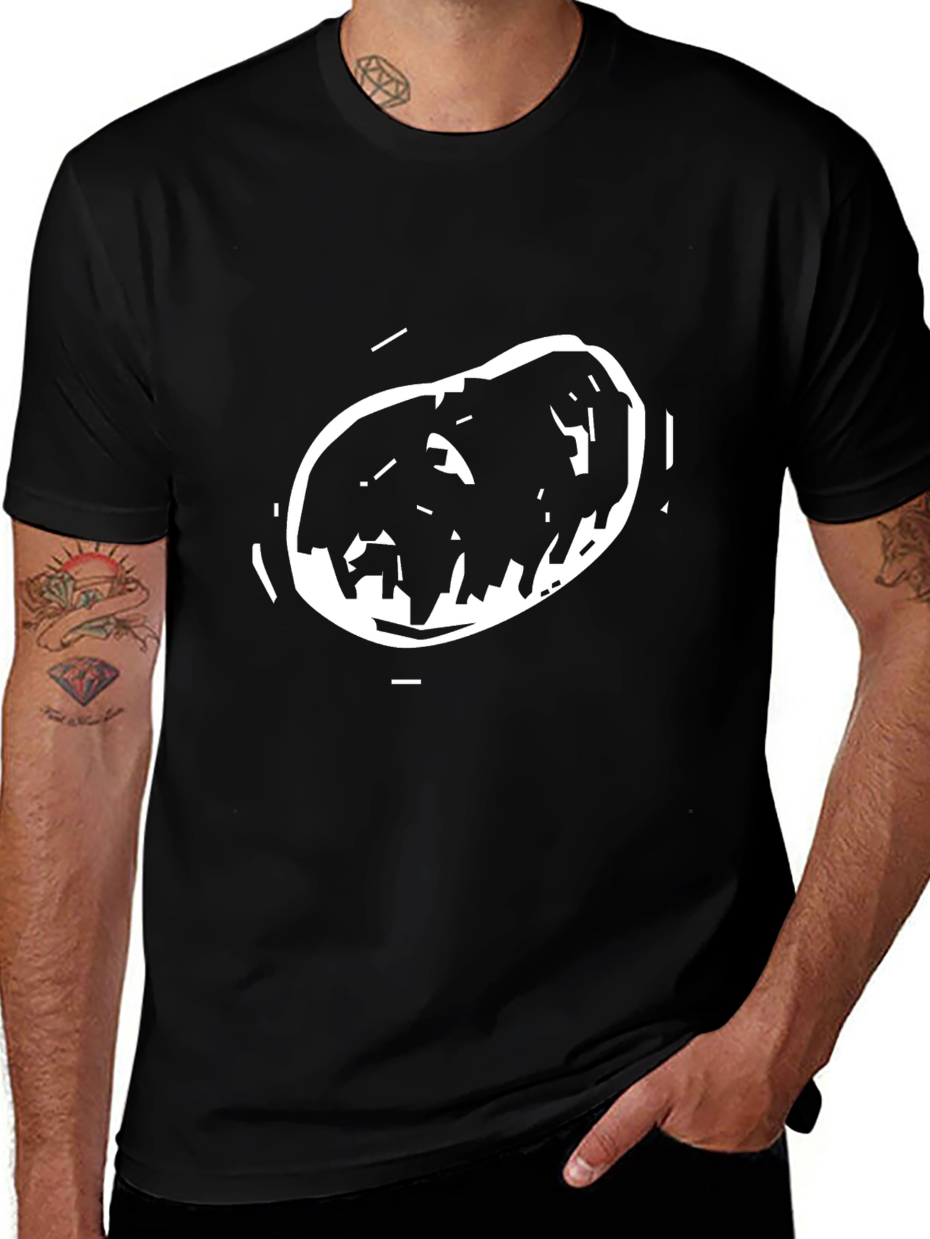 Graphic Black T-Shirt with Abstract Oval Design