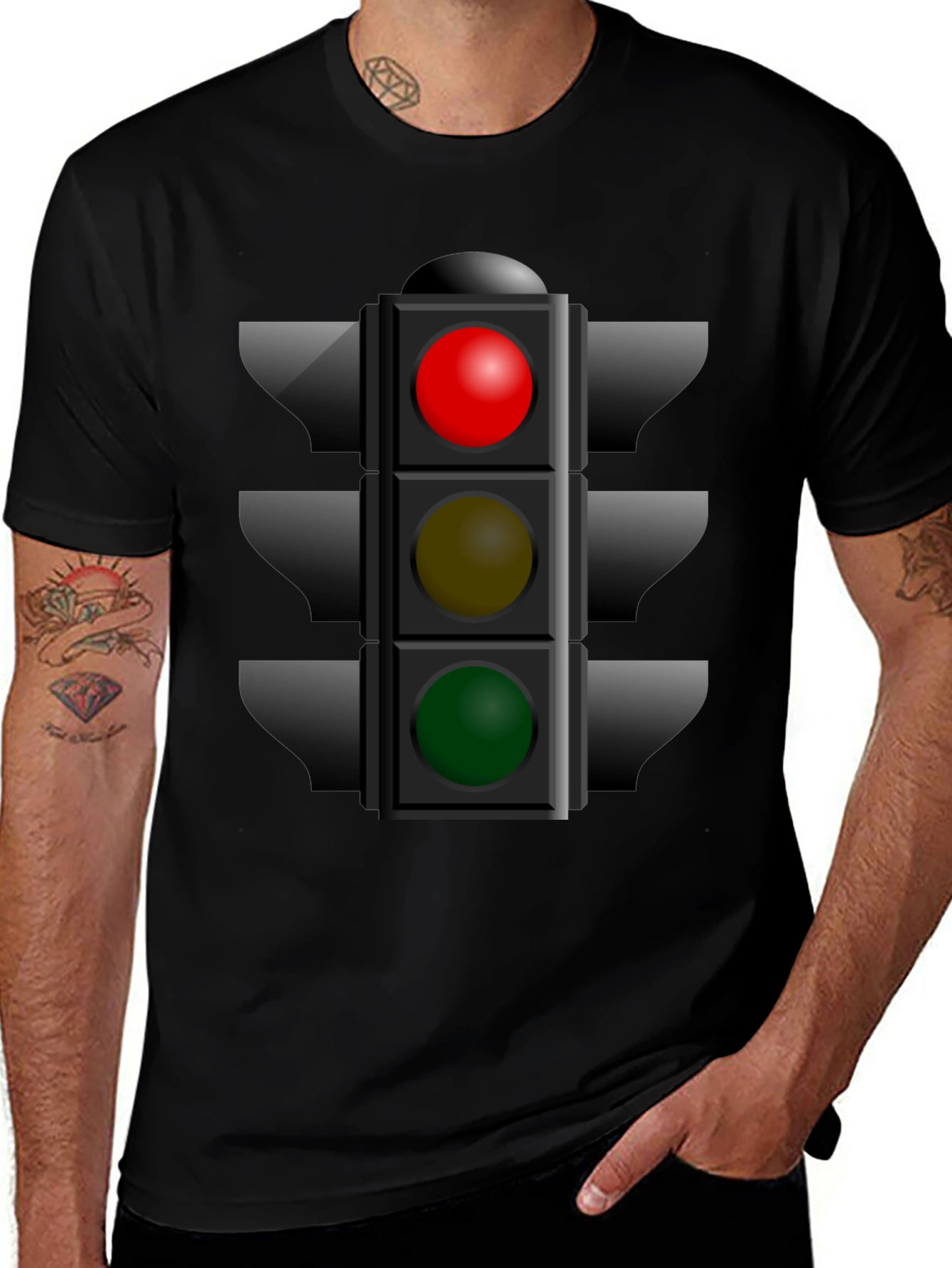 Traffic Light Graphic Tee - Novelty T-Shirt