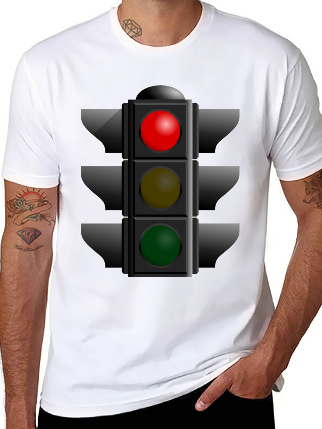 Traffic Light Graphic Tee - Novelty T-Shirt