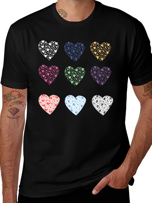 Heart Pattern Tee: Colorful Love Design