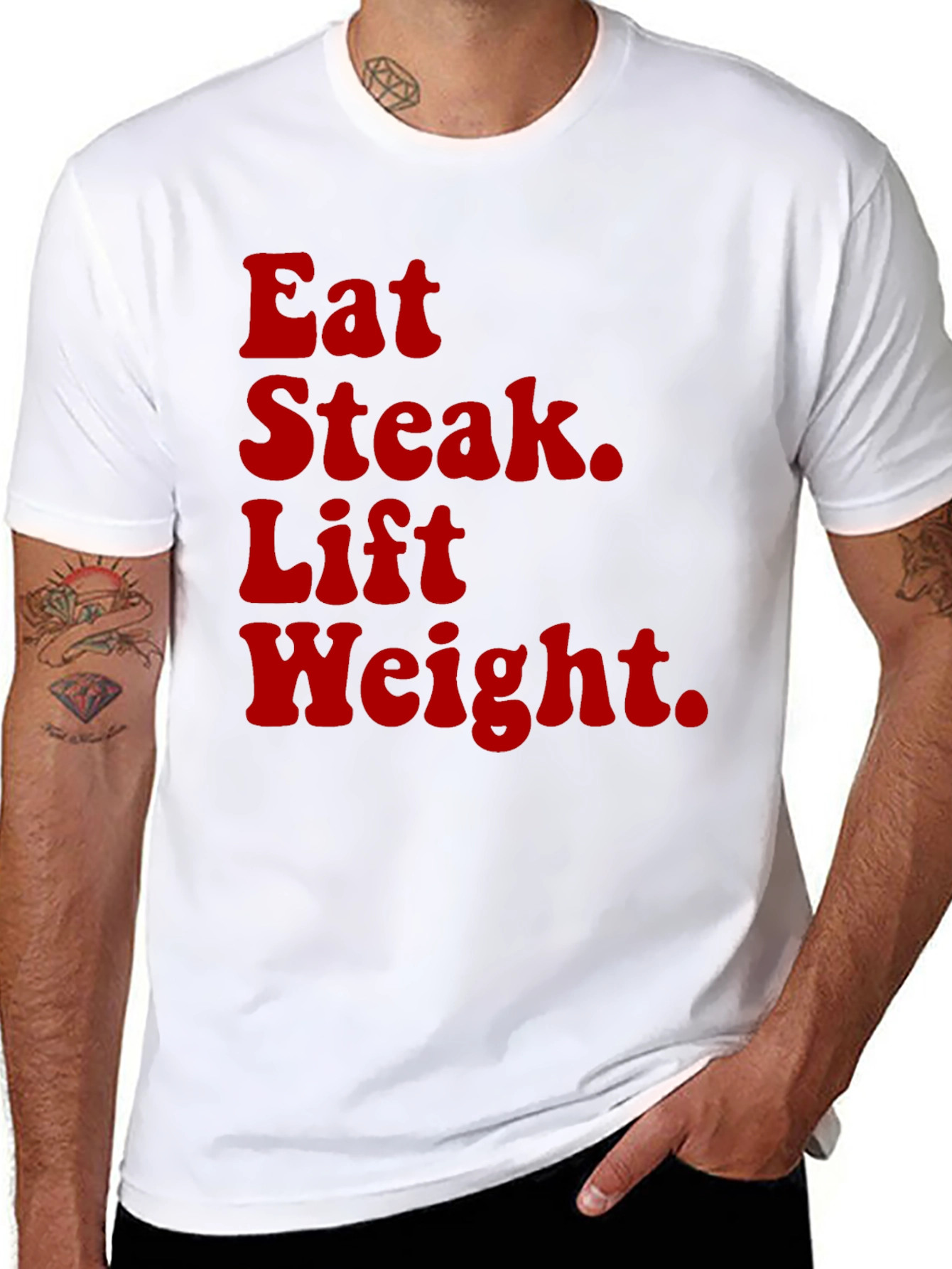 Eat Steak Lift Weight Black Graphic Tee