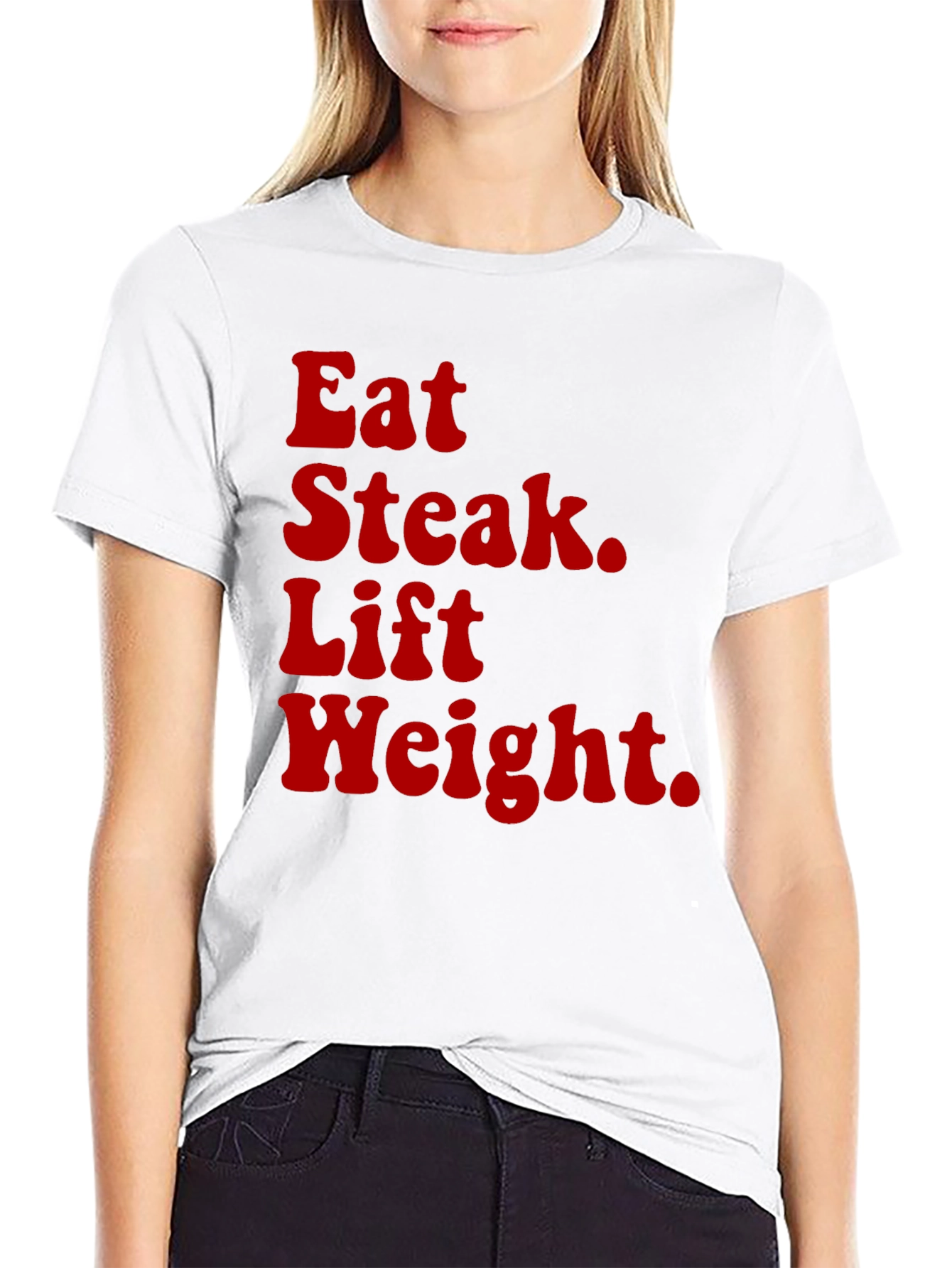 Eat Steak Lift Weight Black Graphic Tee