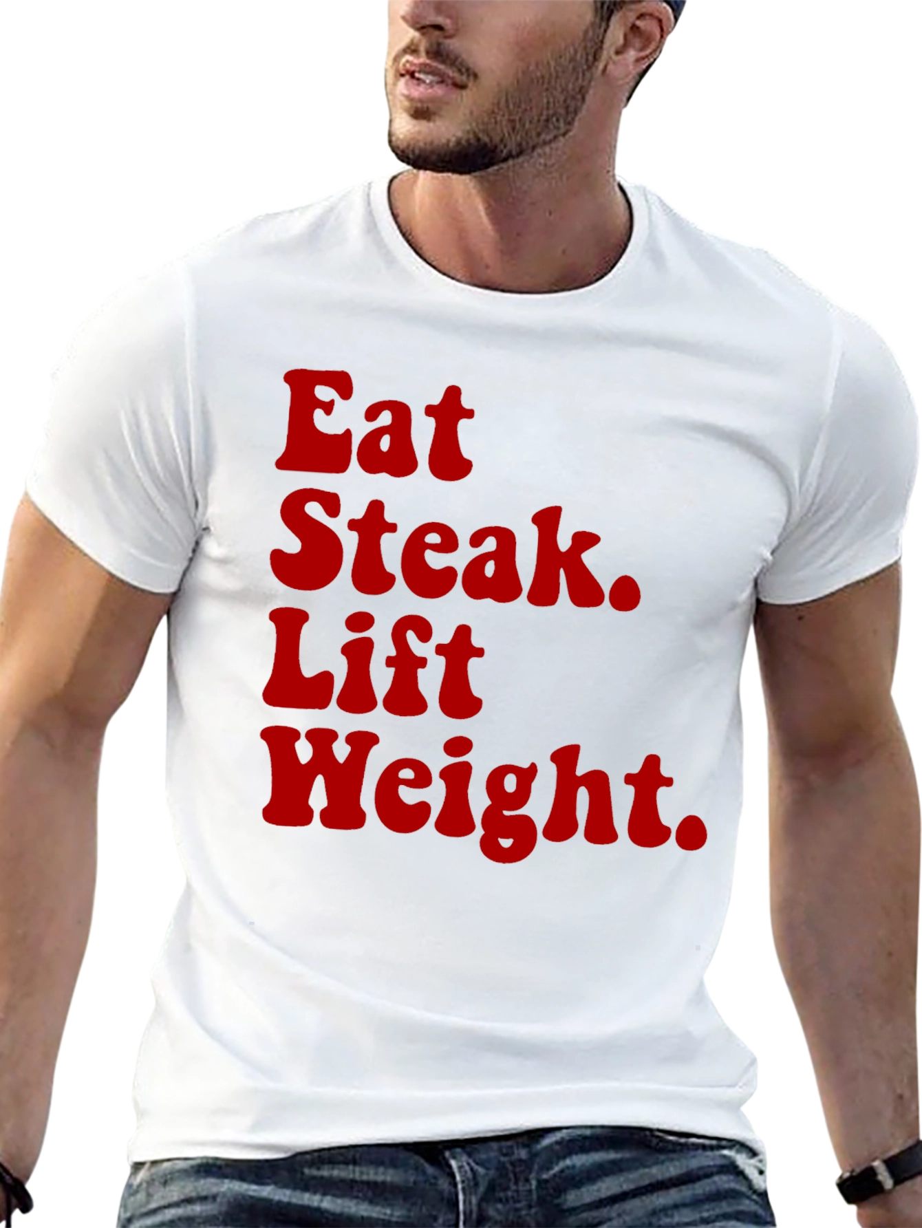 Eat Steak Lift Weight Black Graphic Tee