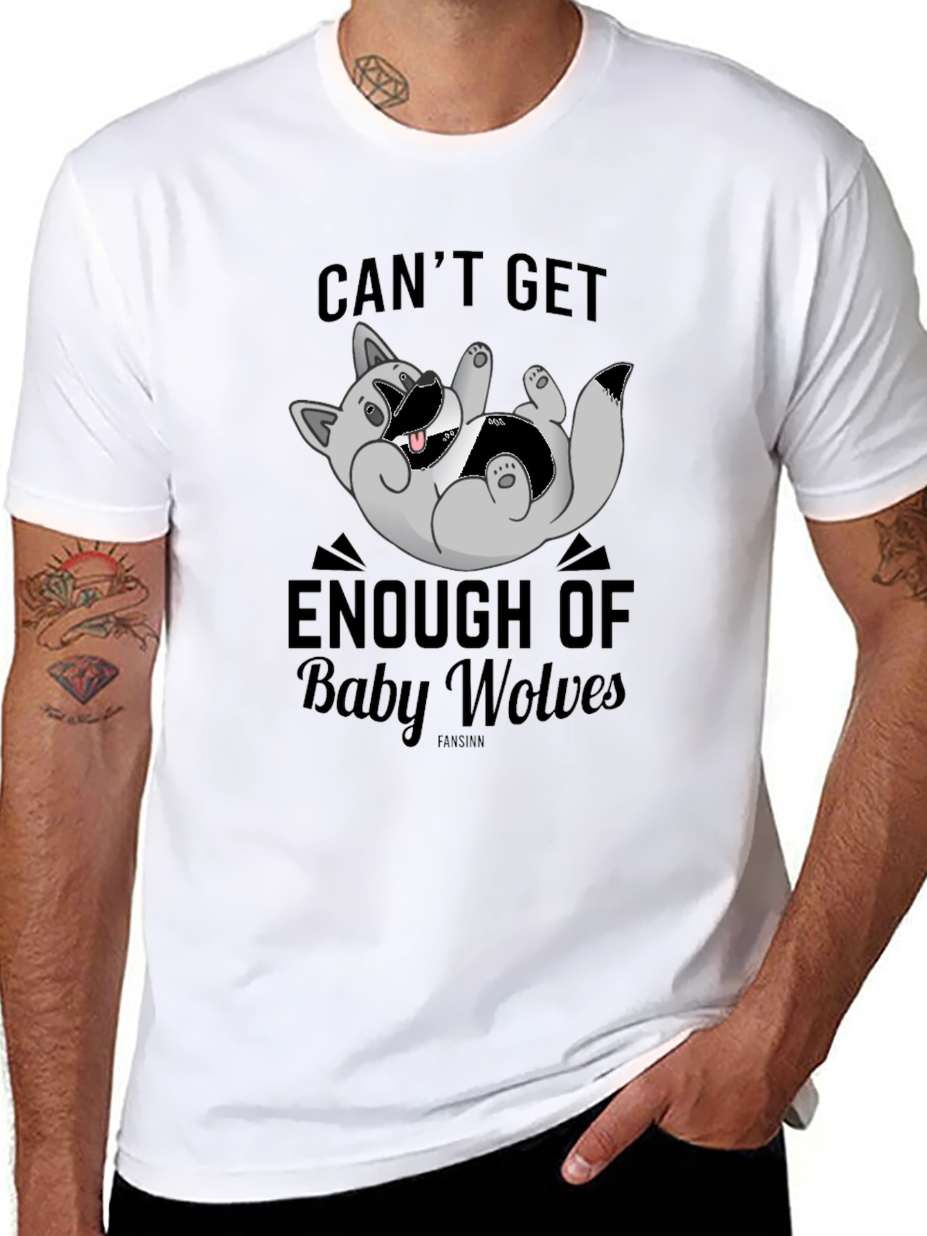 Cant Get Enough of Baby Wolves Black T-Shirt