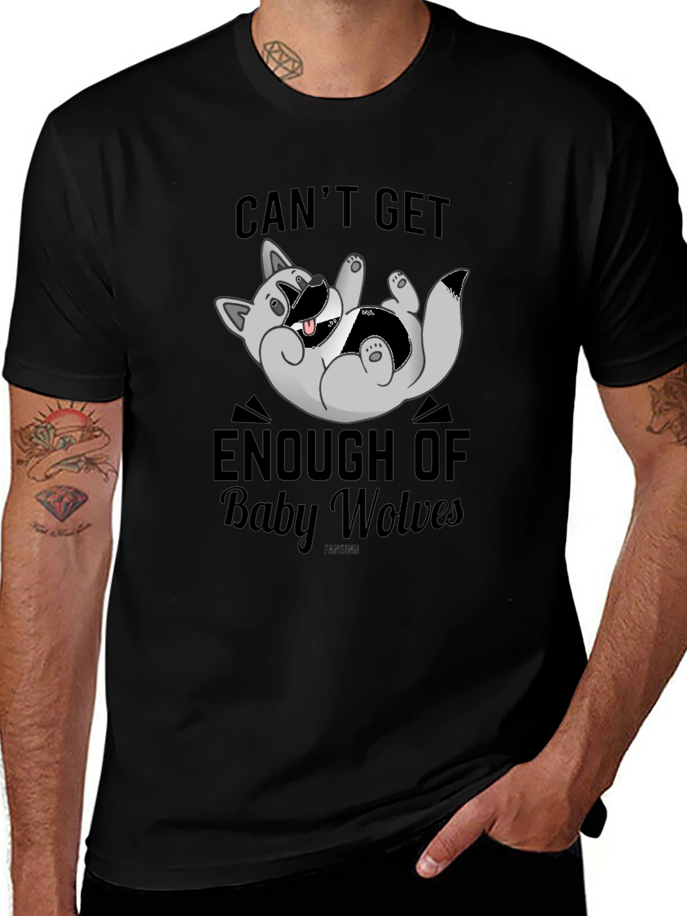 Cant Get Enough of Baby Wolves Black T-Shirt