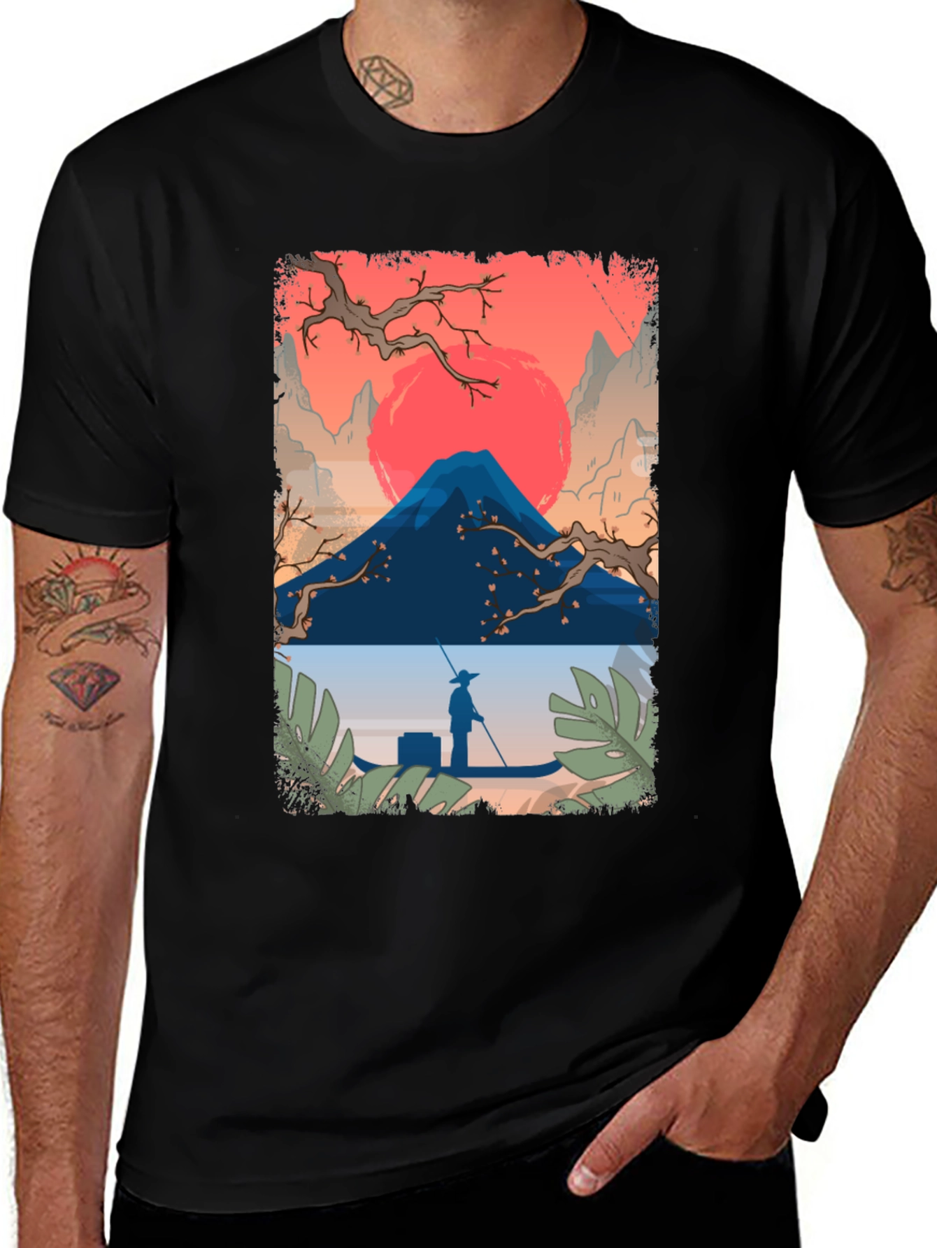 Japanese Landscape Graphic Tee - Black