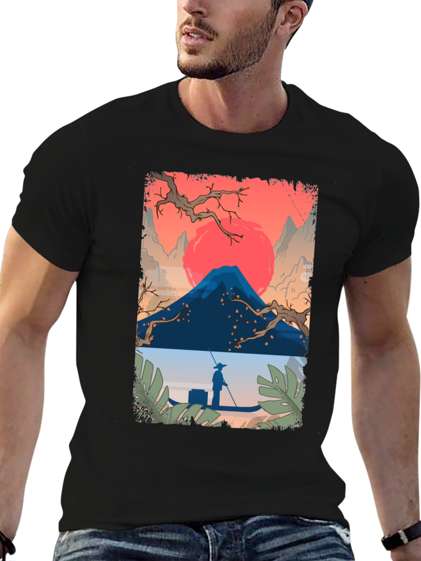 Japanese Landscape Graphic Tee - Black