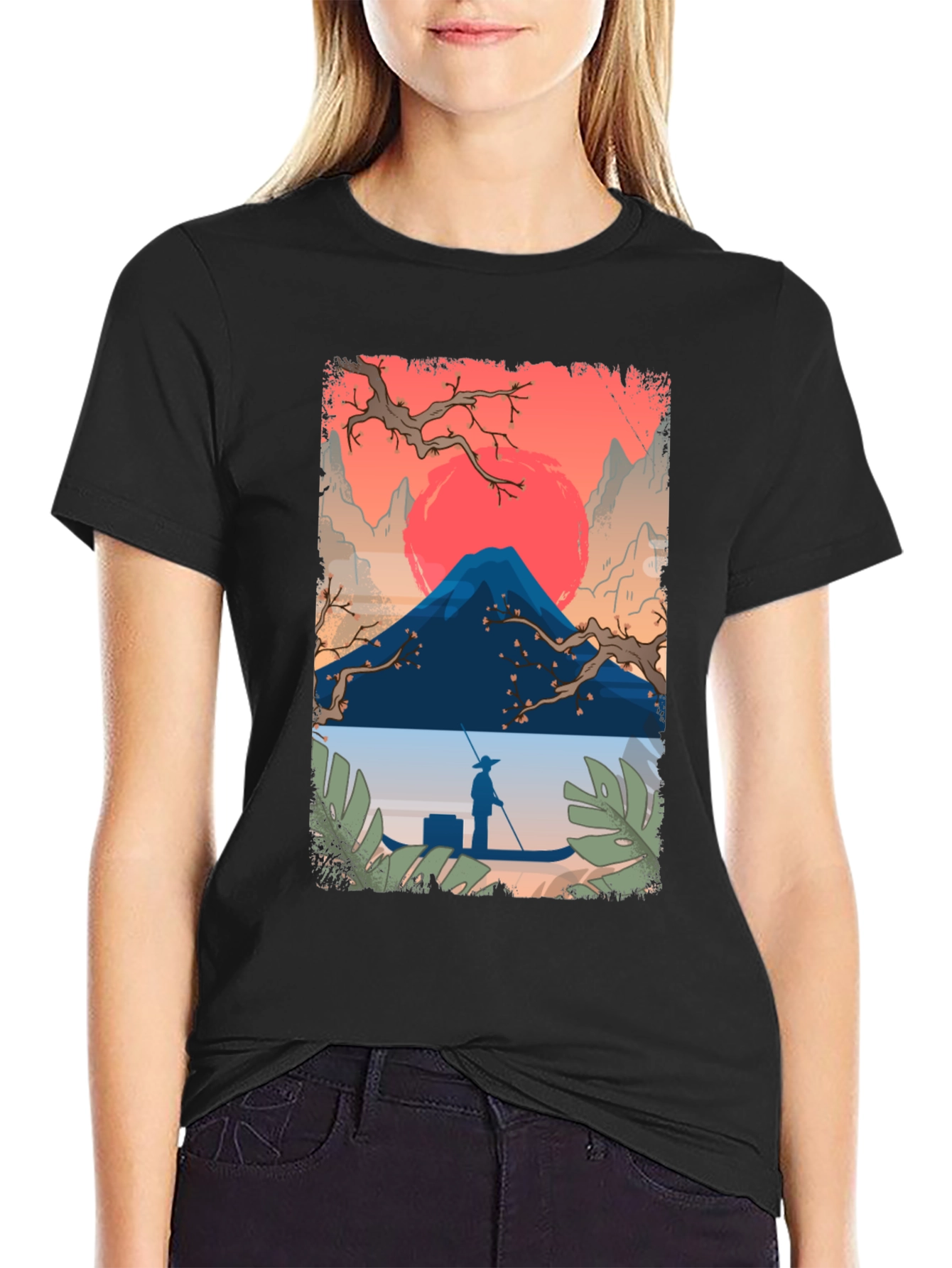 Japanese Landscape Graphic Tee - Black