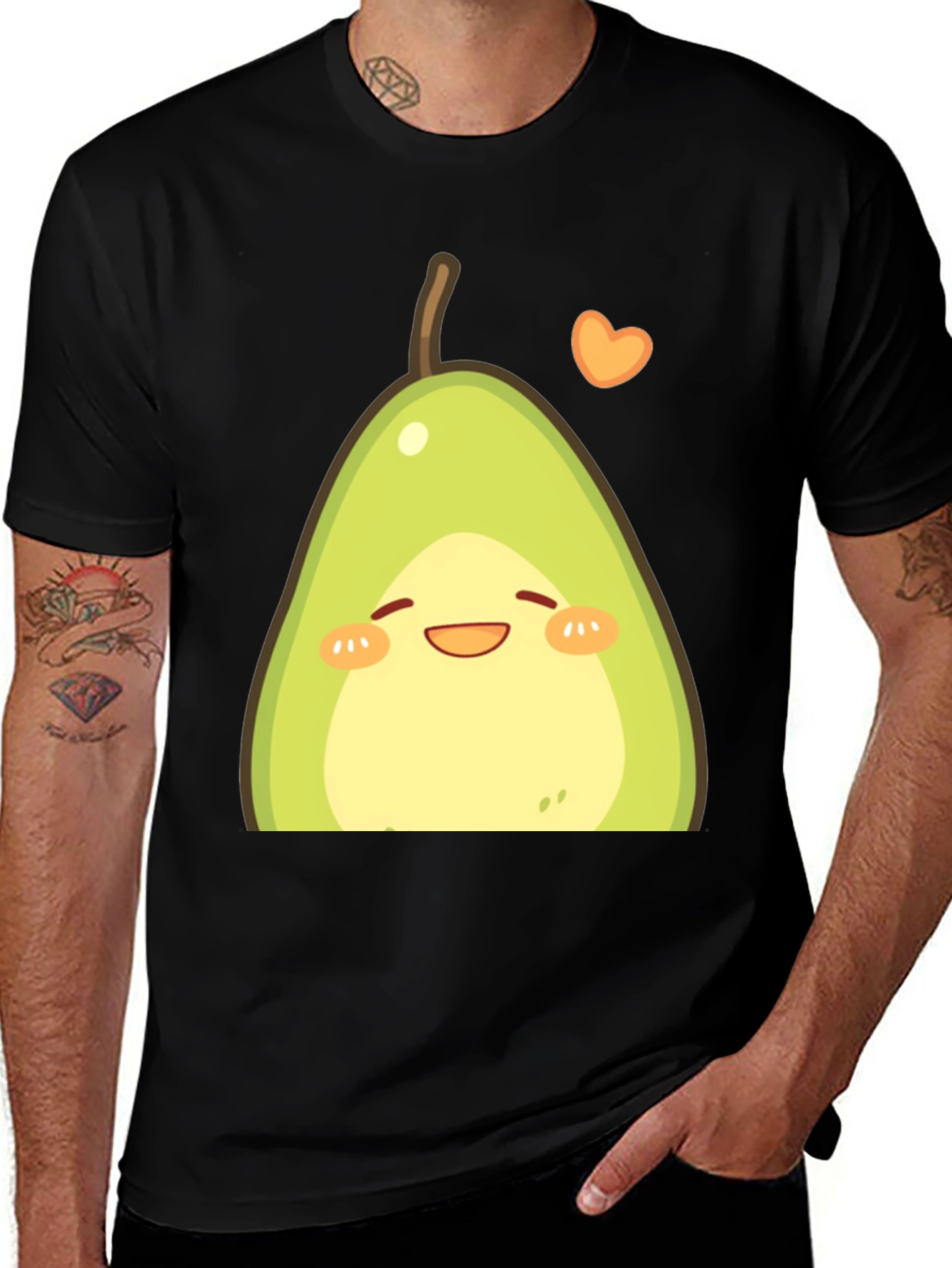 Cute Avocado Graphic T-Shirt - Black
