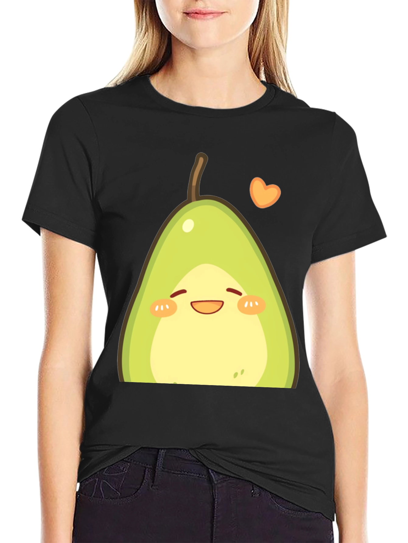 Cute Avocado Graphic T-Shirt - Black