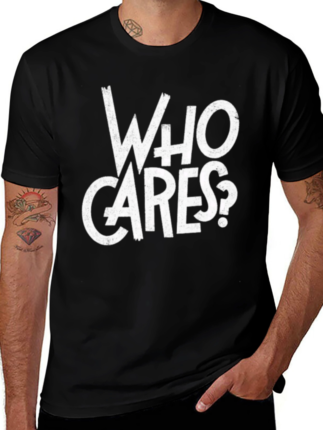 Who Cares? Graphic Print Black T-Shirt