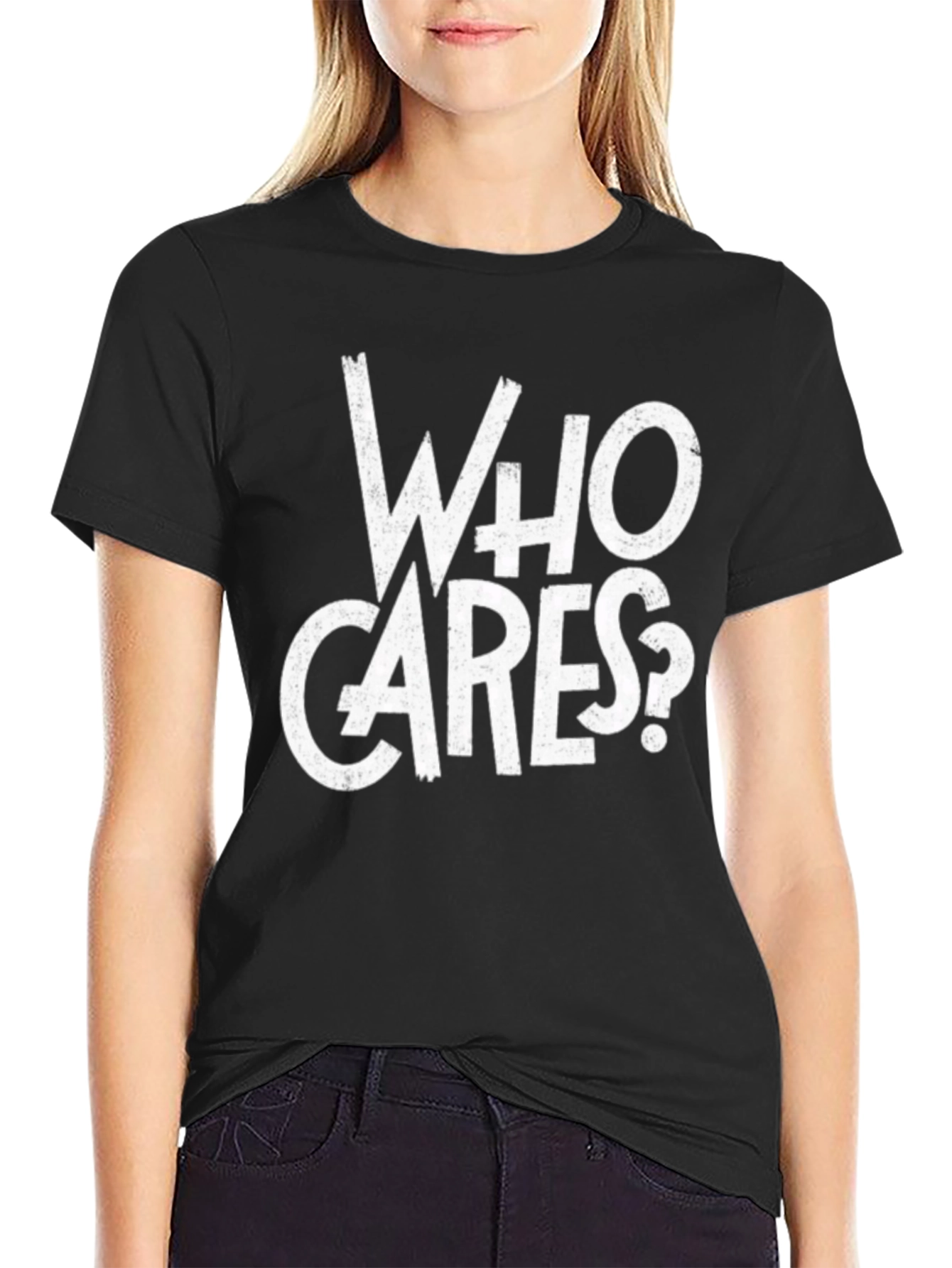Who Cares? Graphic Print Black T-Shirt