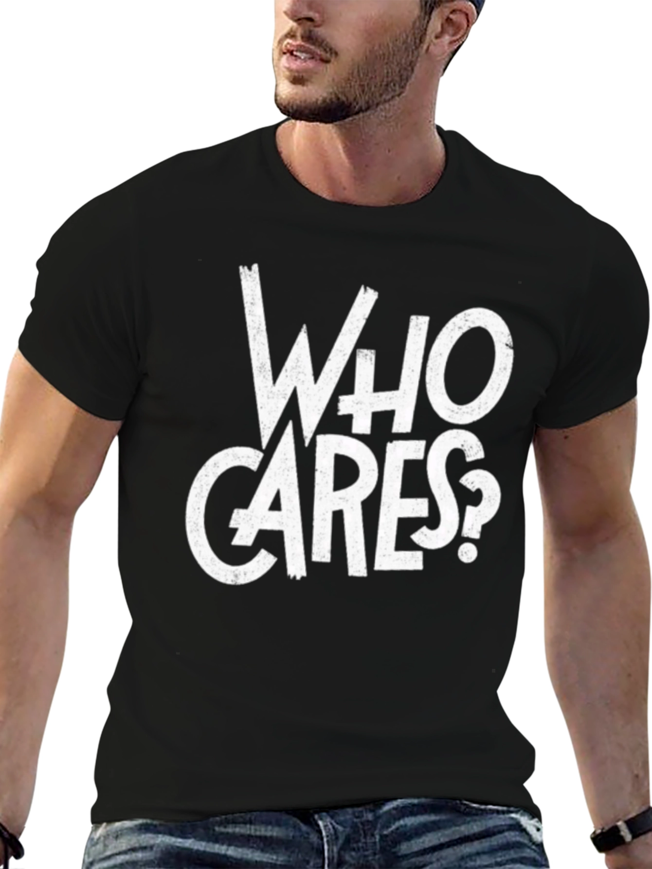 Who Cares? Graphic Print Black T-Shirt