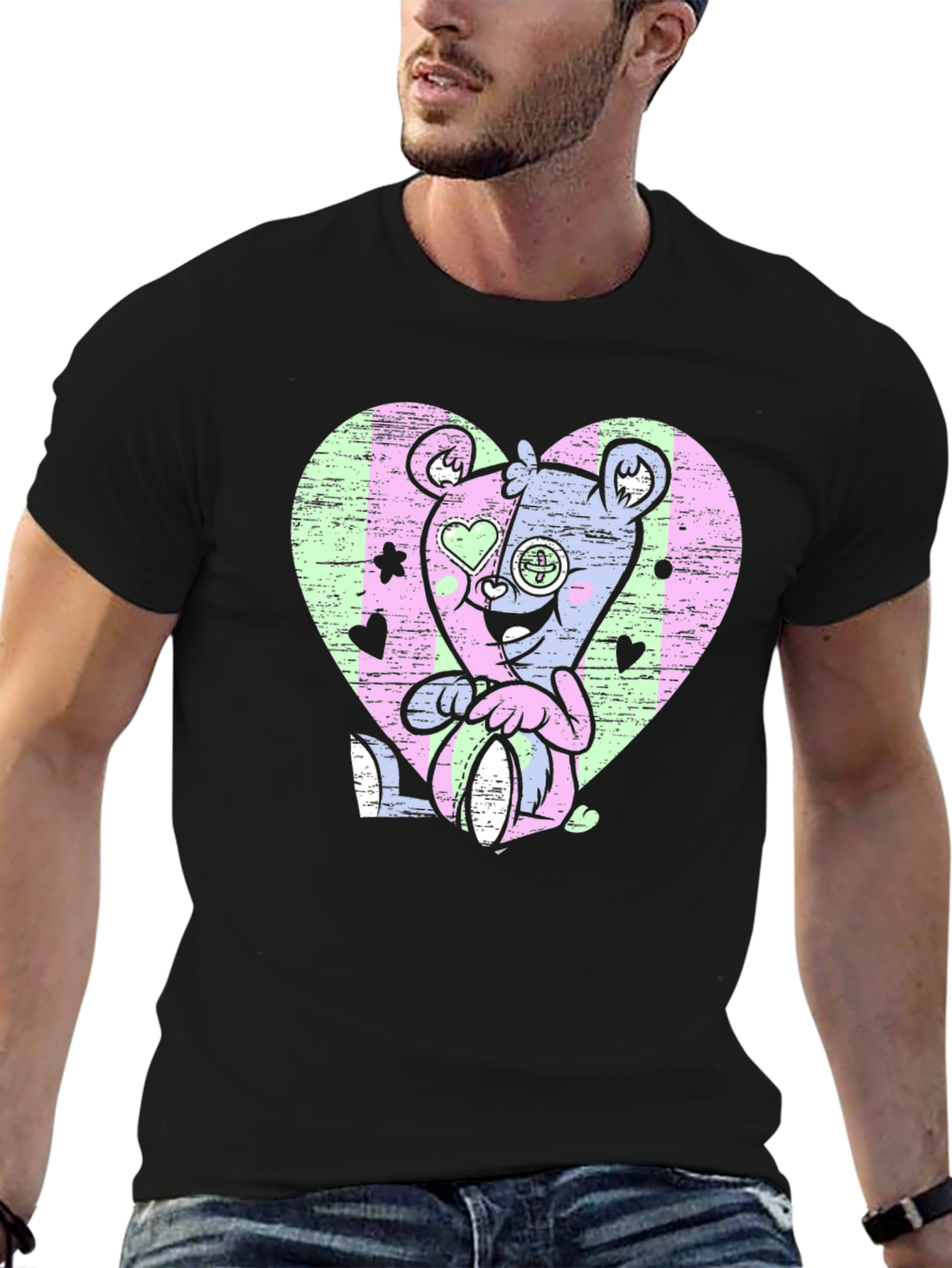 Gothic Teddy Bear Heart T-Shirt