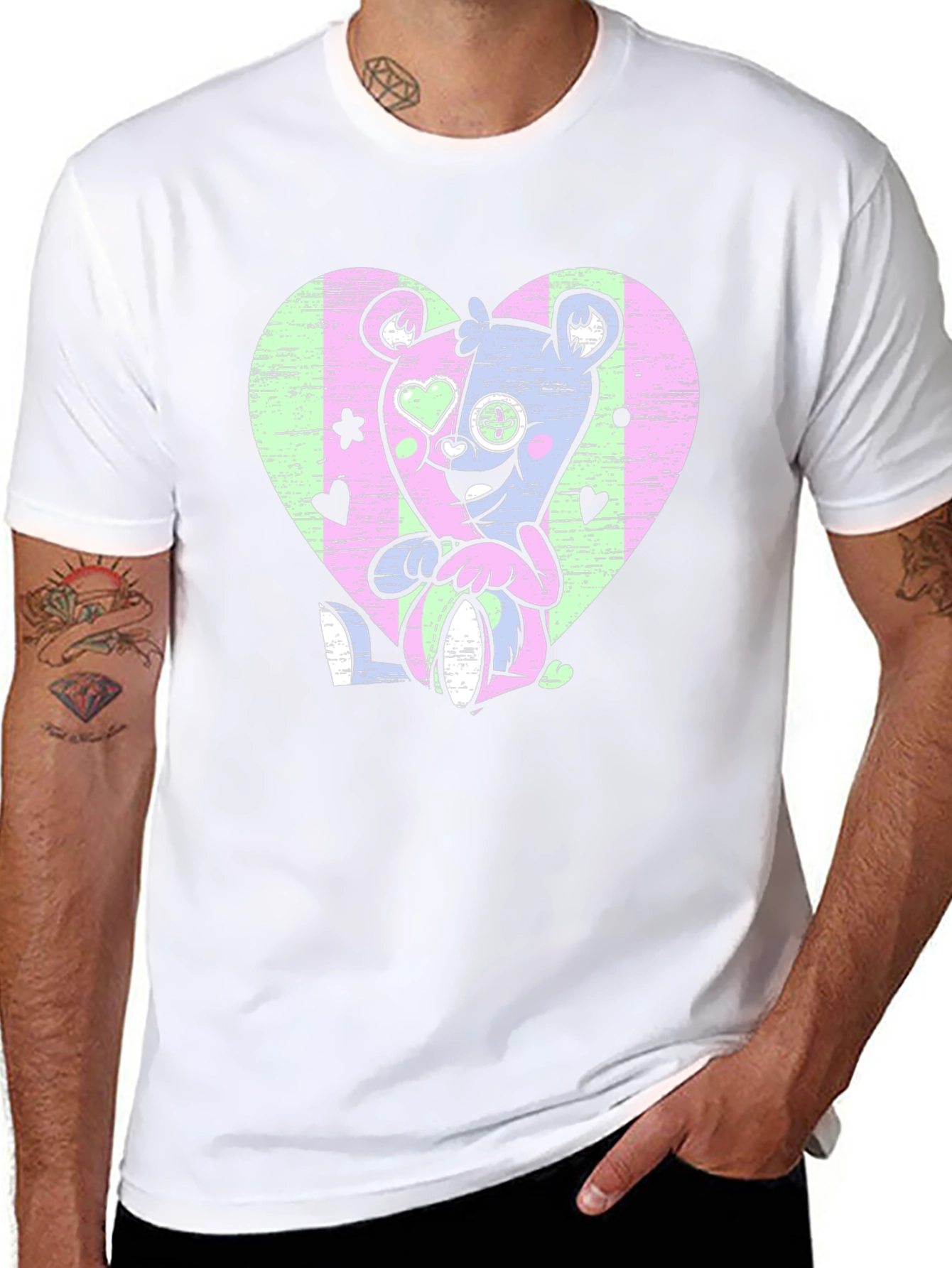 Gothic Teddy Bear Heart T-Shirt
