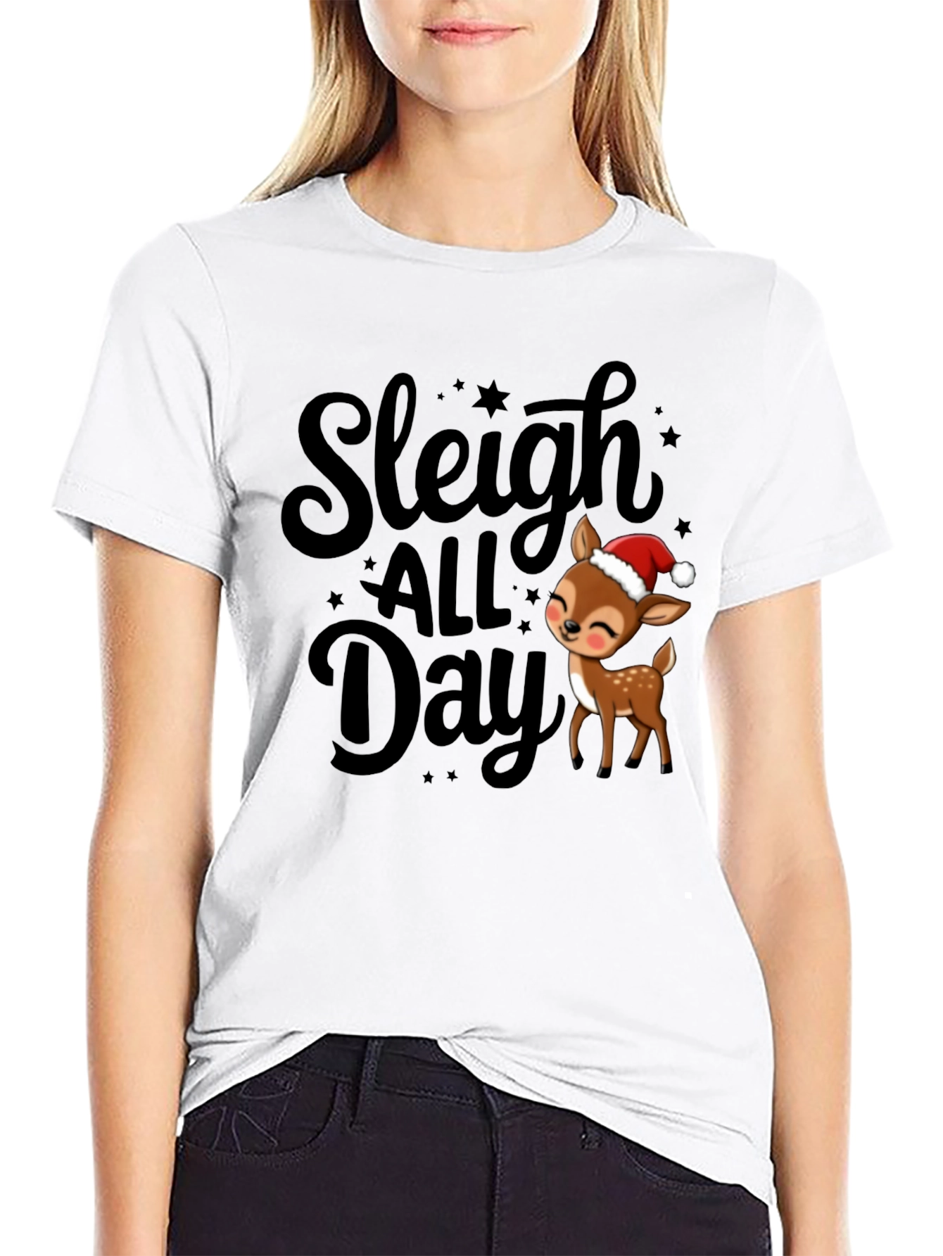 Sleigh All Day Deer Christmas T-Shirt