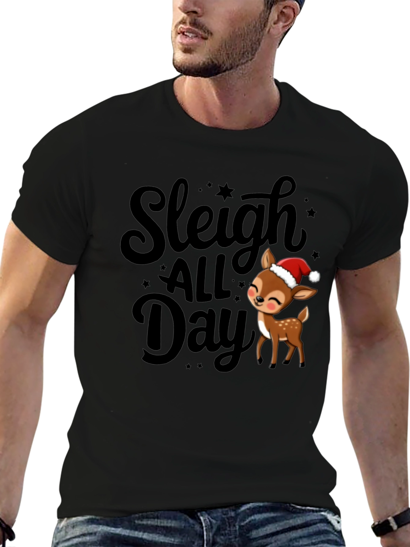 Sleigh All Day Deer Christmas T-Shirt