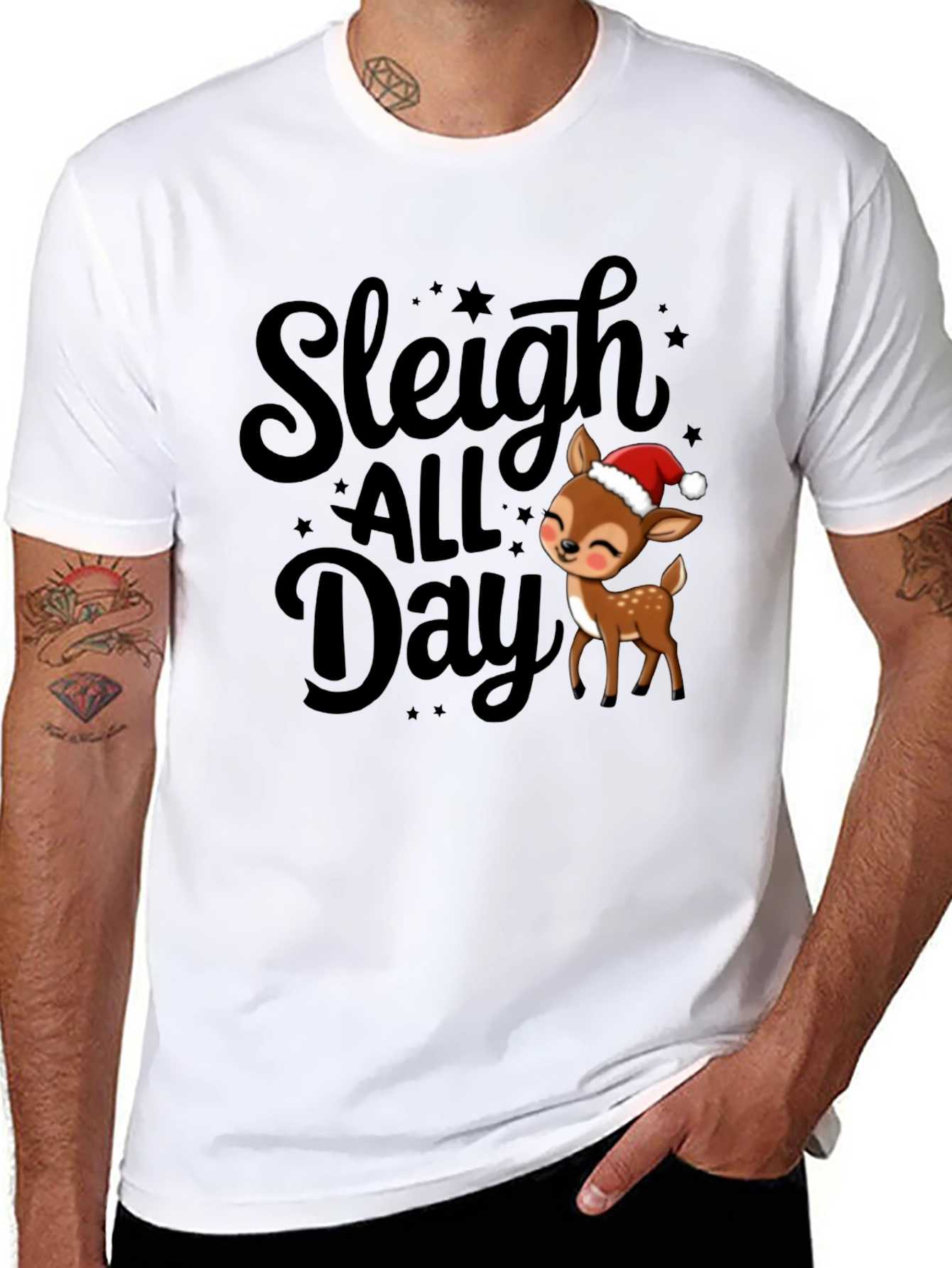 Sleigh All Day Deer Christmas T-Shirt
