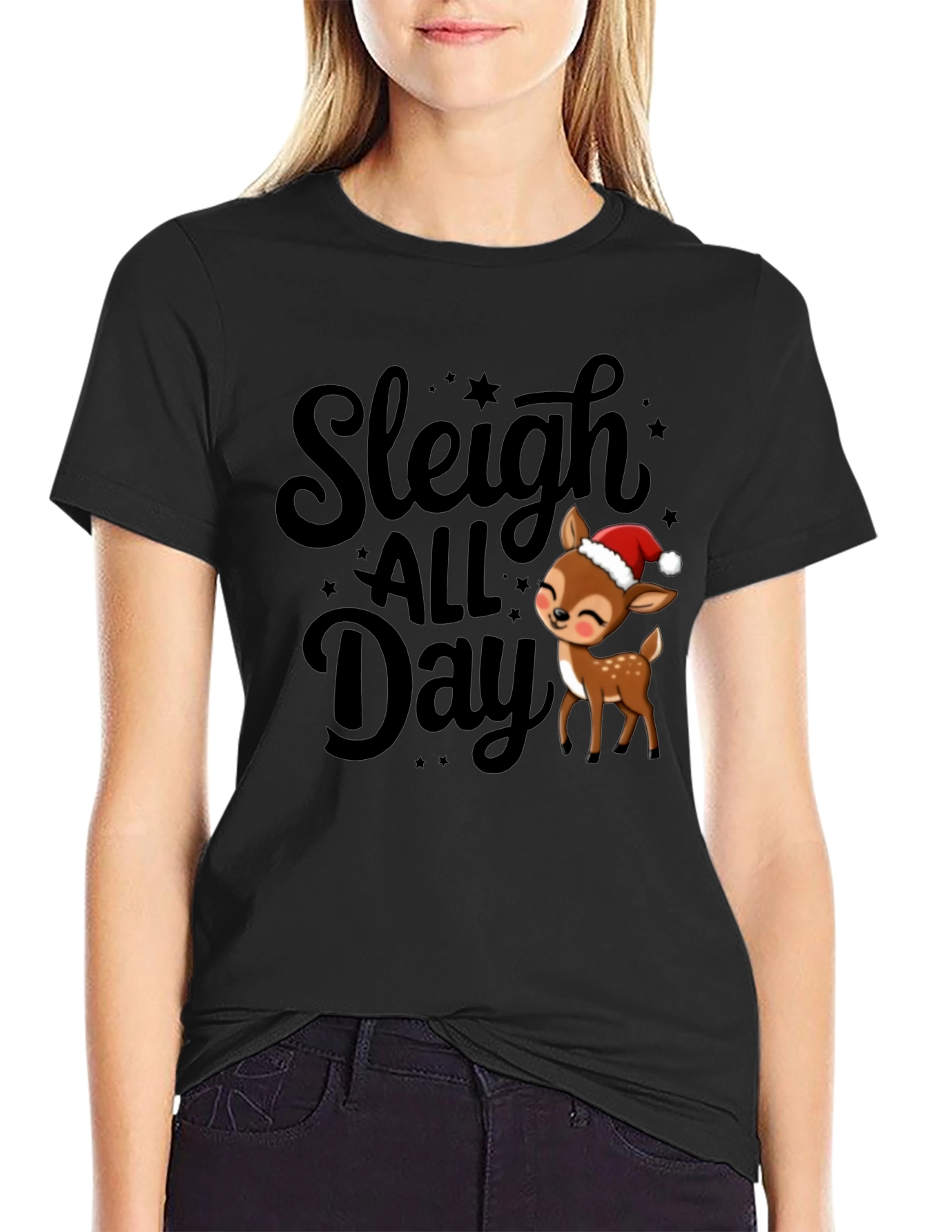 Sleigh All Day Deer Christmas T-Shirt