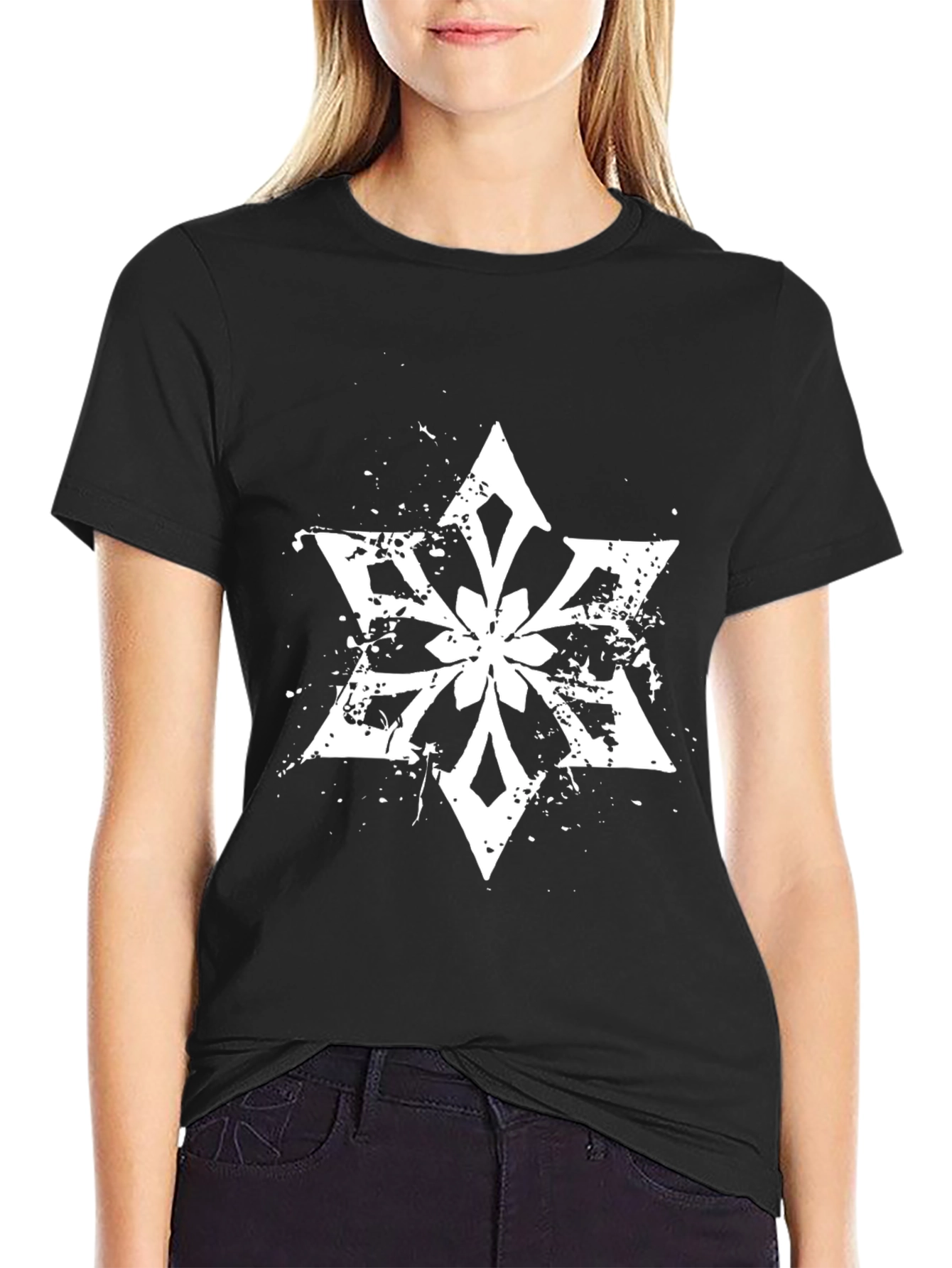 Abstract Star Graphic Tee - Black