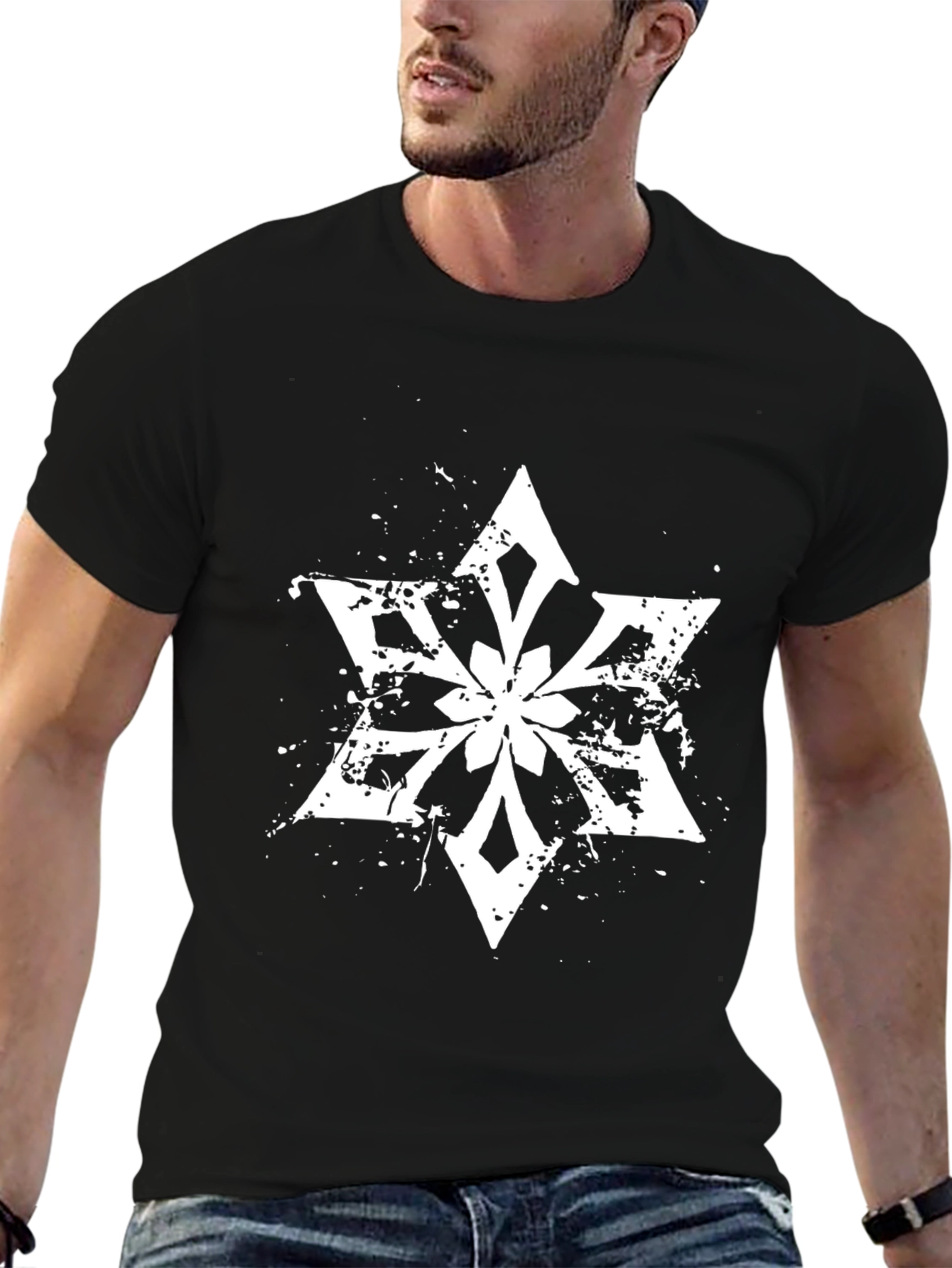 Abstract Star Graphic Tee - Black