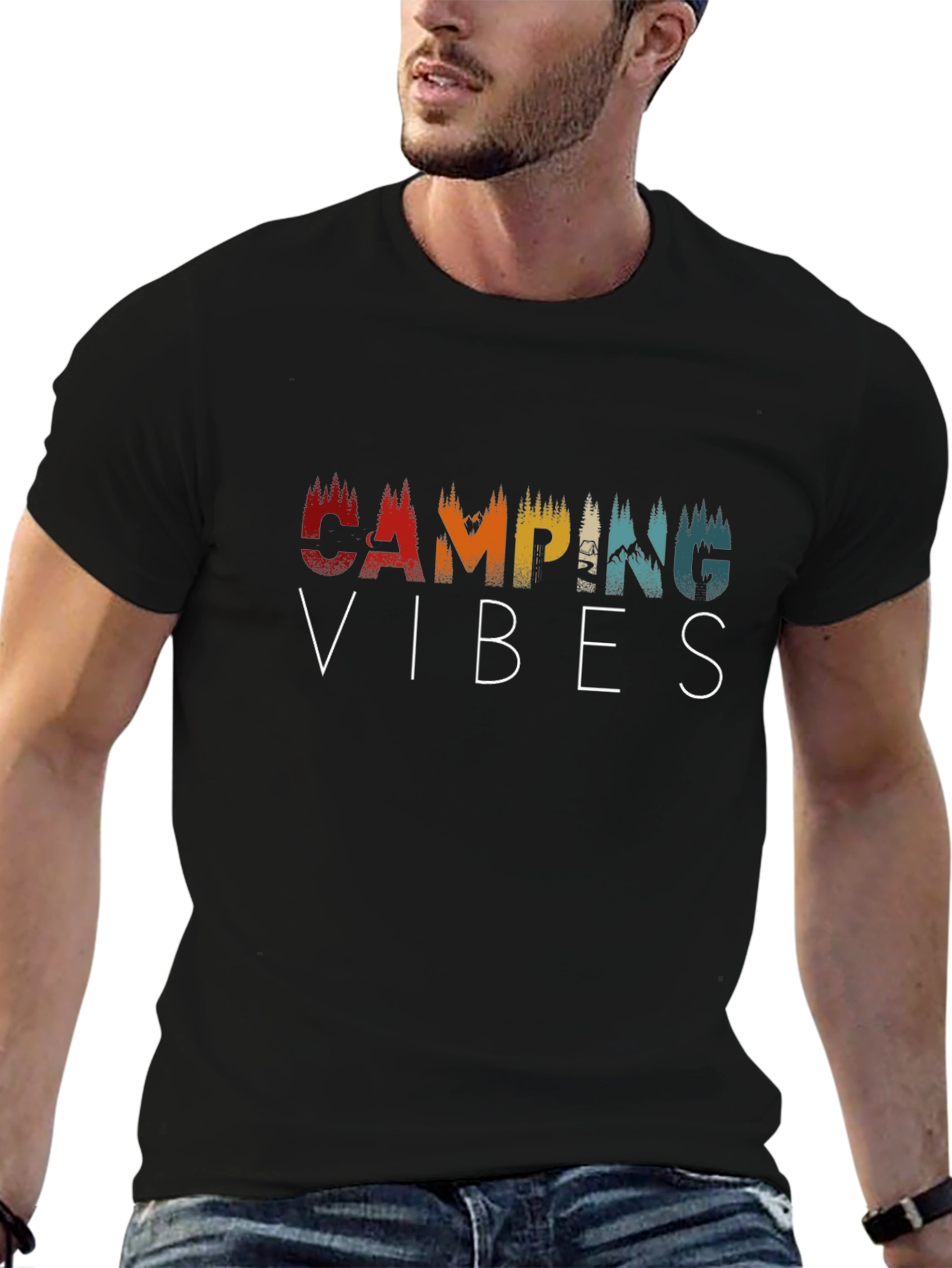 Camping Vibes Graphic T-Shirt - Black
