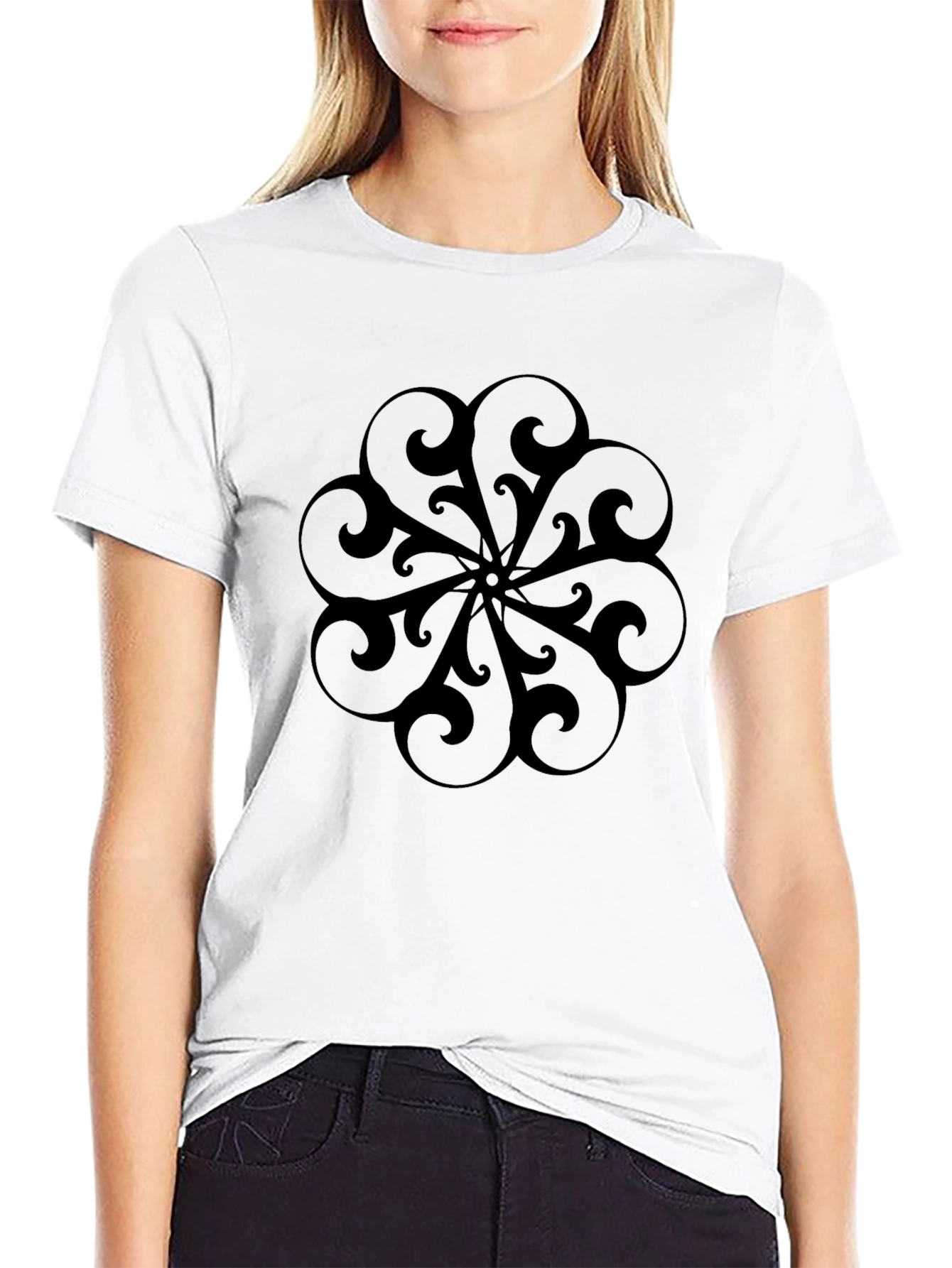Stylish Black T-Shirt with Elegant Circular Design