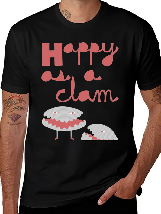 Happy as a Clam Graphic Tee - Black Cotton Shirt