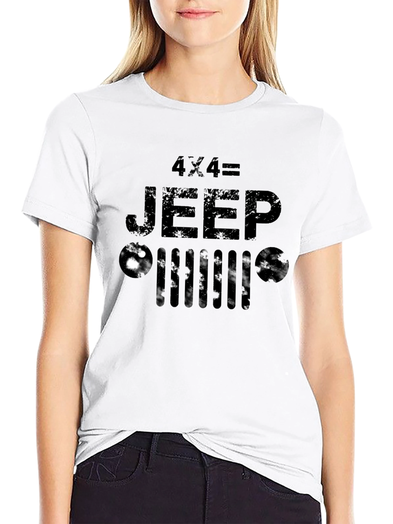 4x4 Jeep Distressed Graphic Tee - Black