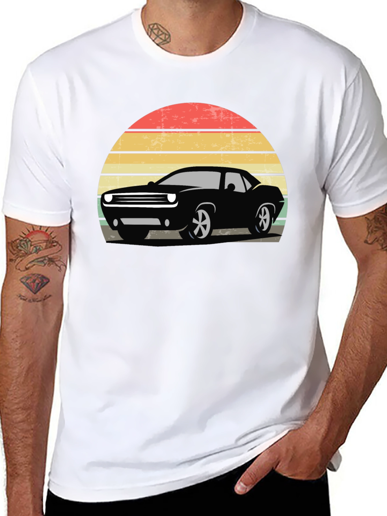 Retro Car Sunset Graphic T-Shirt
