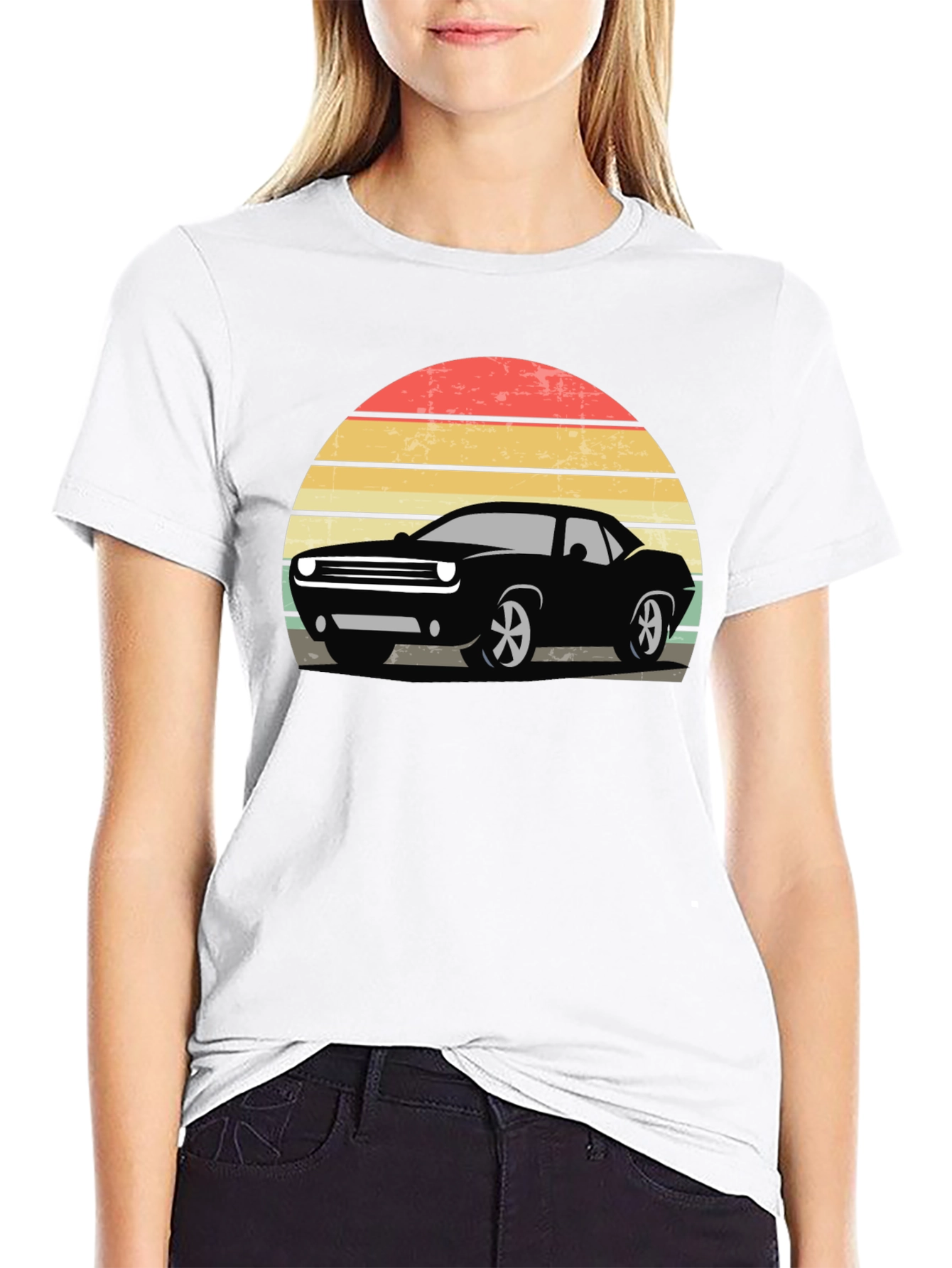 Retro Car Sunset Graphic T-Shirt