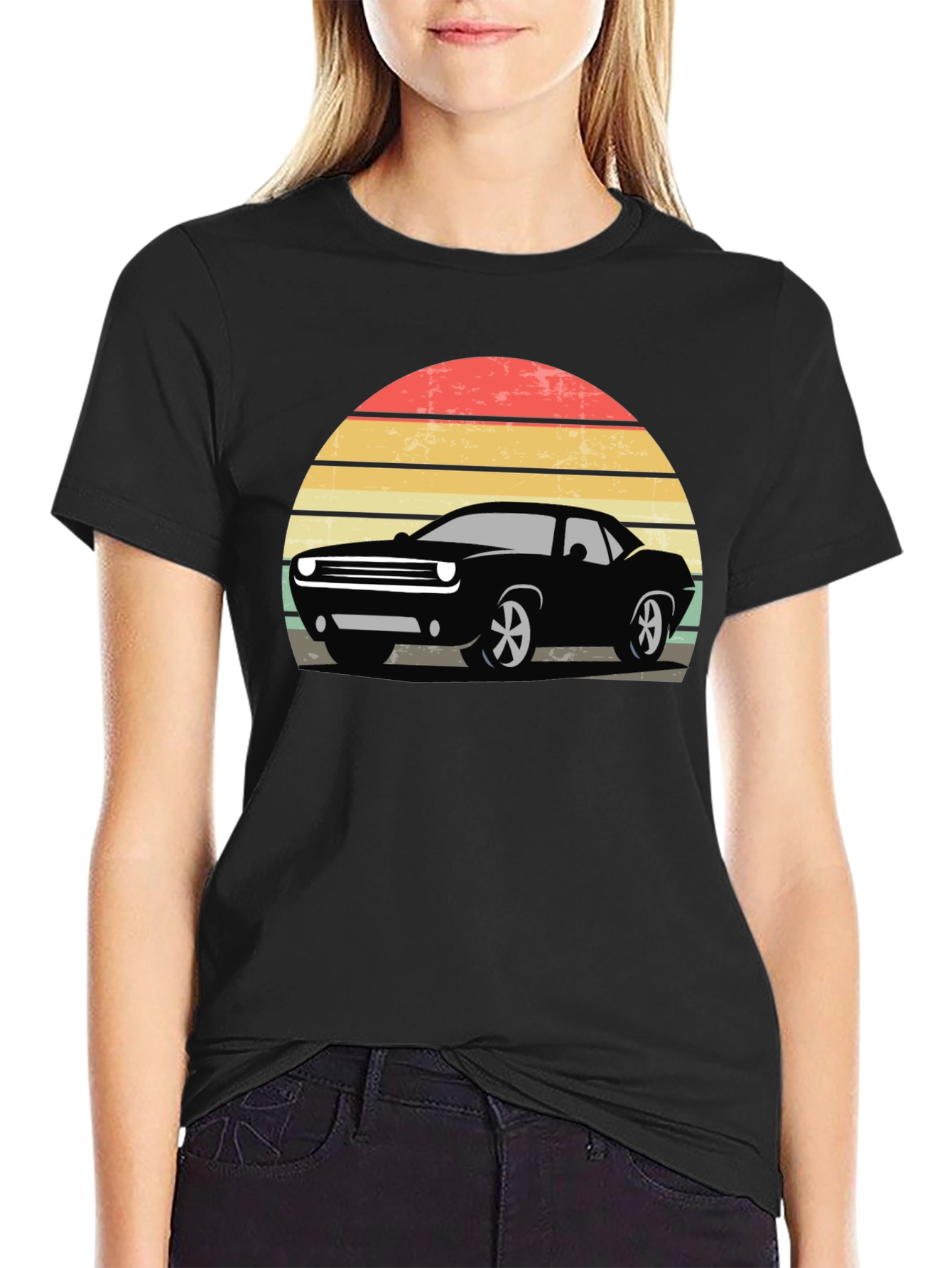 Retro Car Sunset Graphic T-Shirt