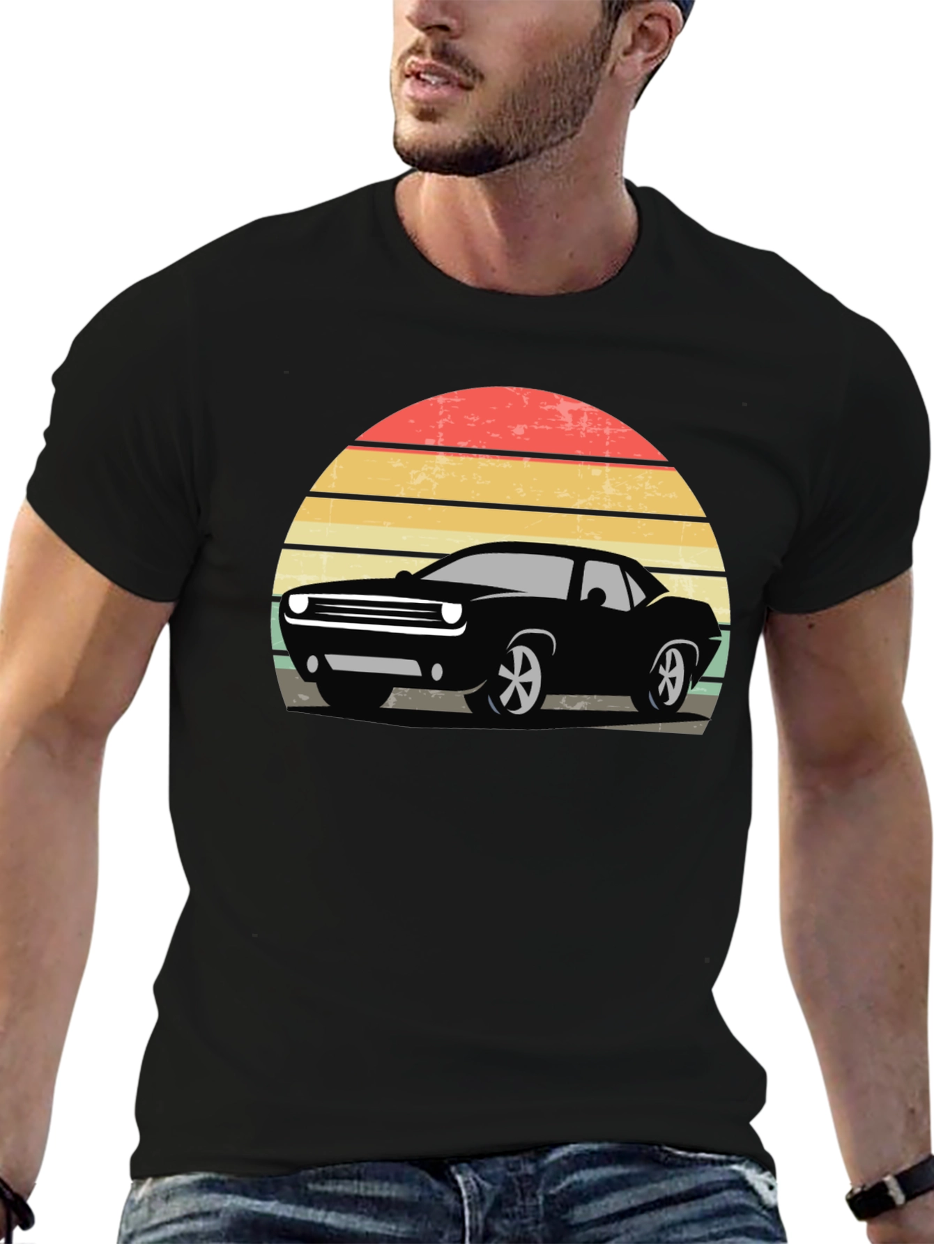 Retro Car Sunset Graphic T-Shirt