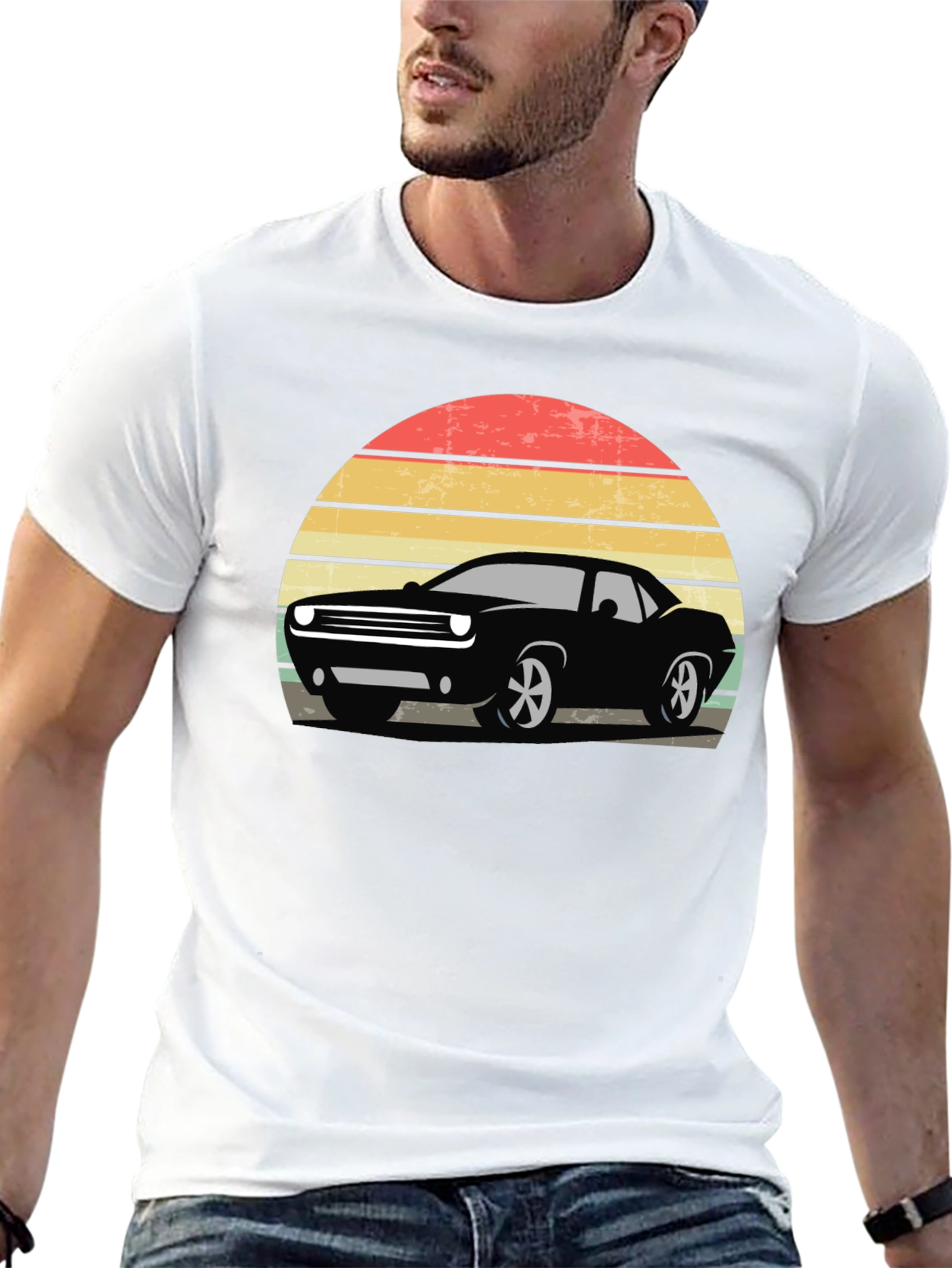 Retro Car Sunset Graphic T-Shirt
