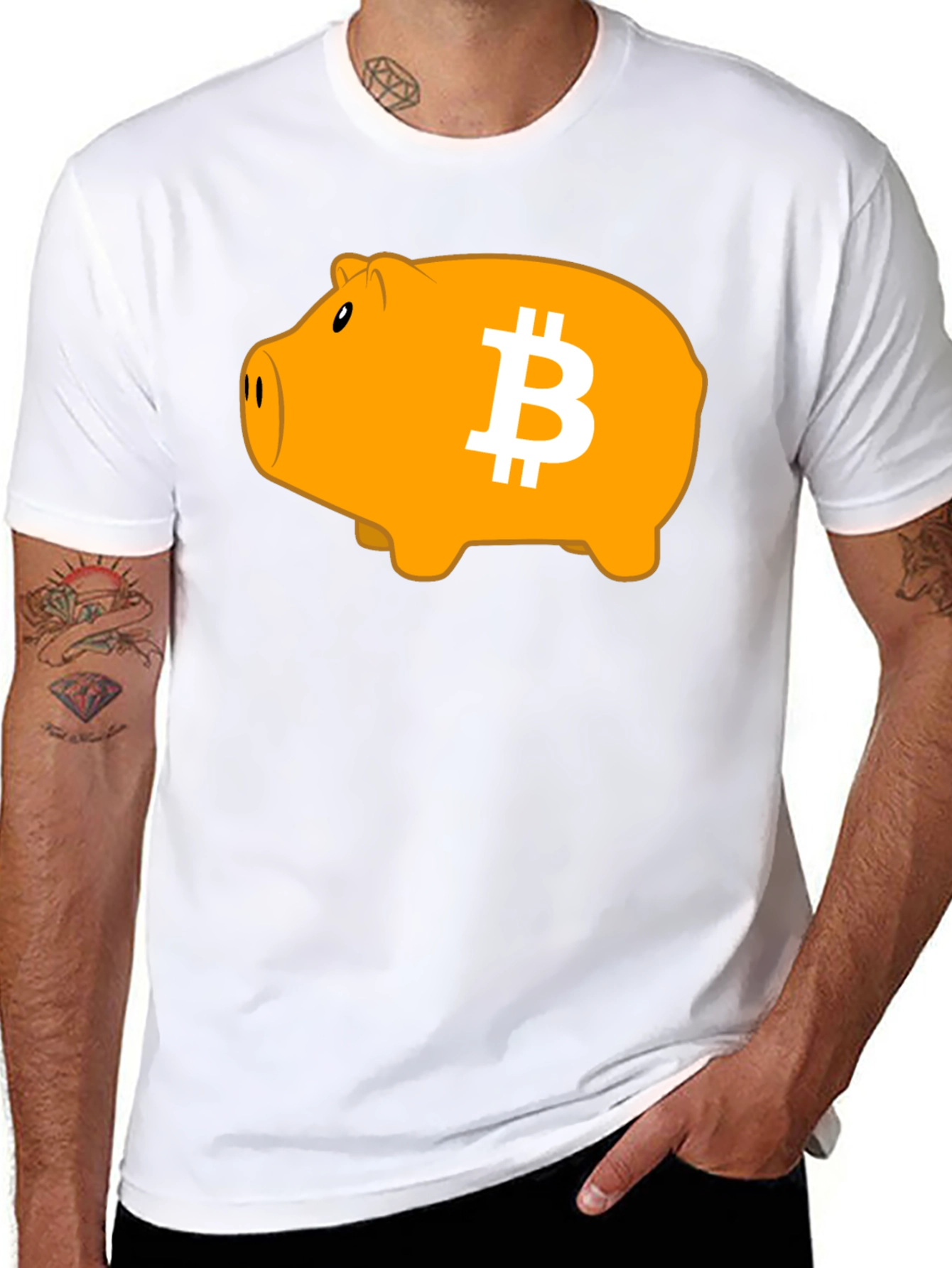 Bitcoin Piggy Bank Black T-Shirt - Crypto Currency Tee
