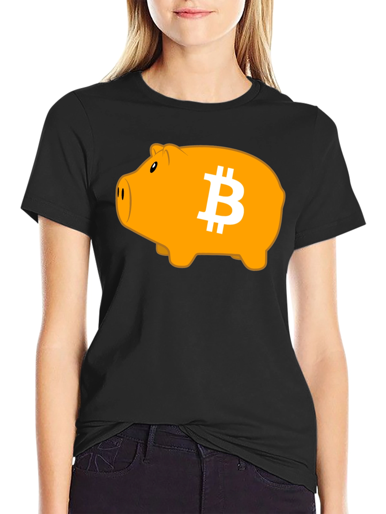 Bitcoin Piggy Bank Black T-Shirt - Crypto Currency Tee