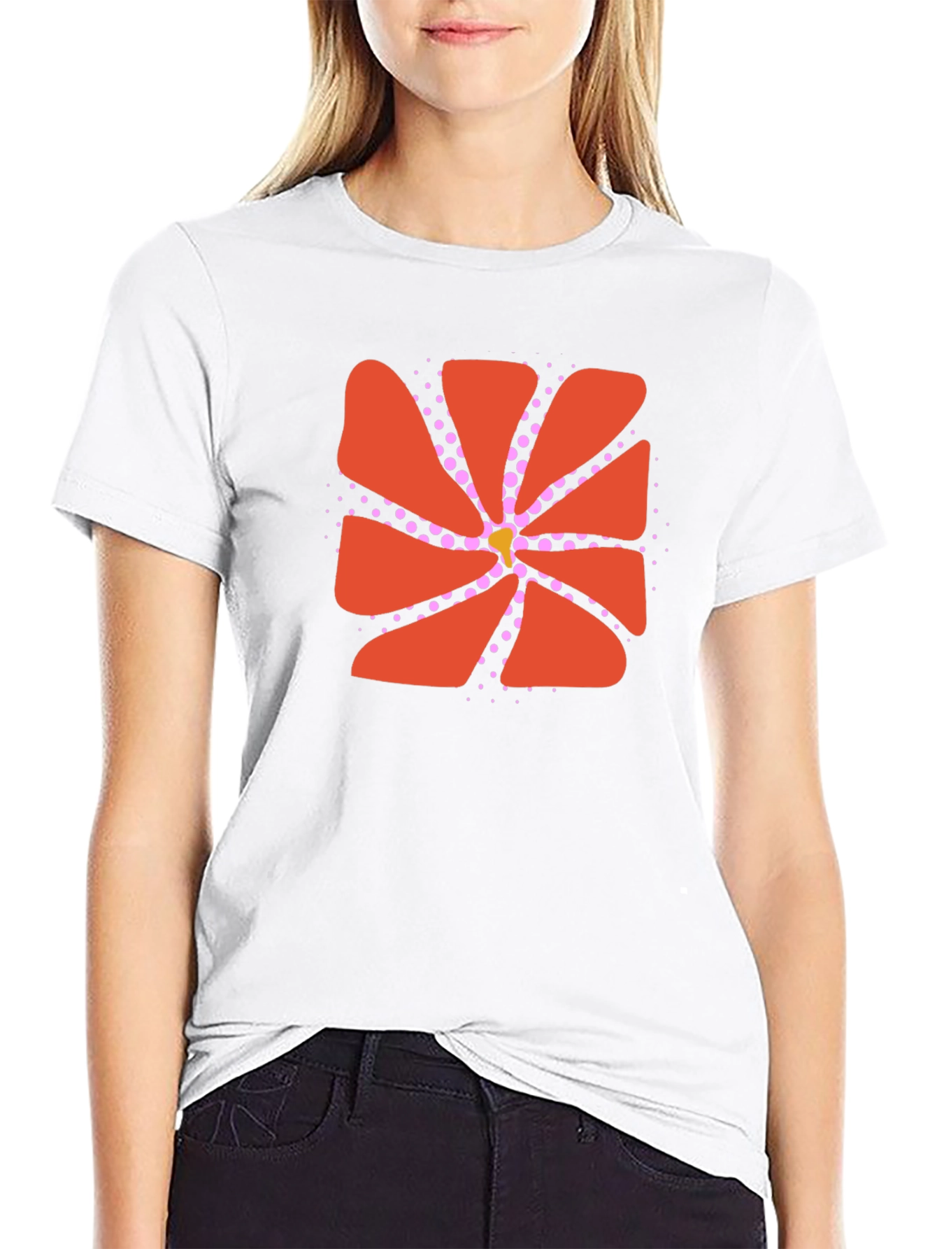 Abstract Flower Graphic Black Tee