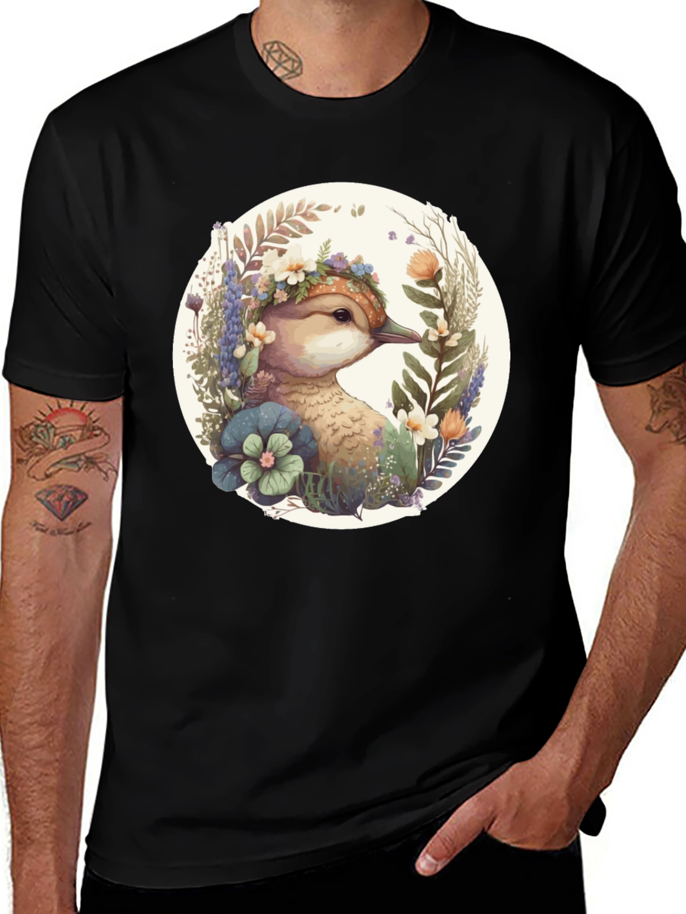 Floral Duck Graphic T-Shirt
