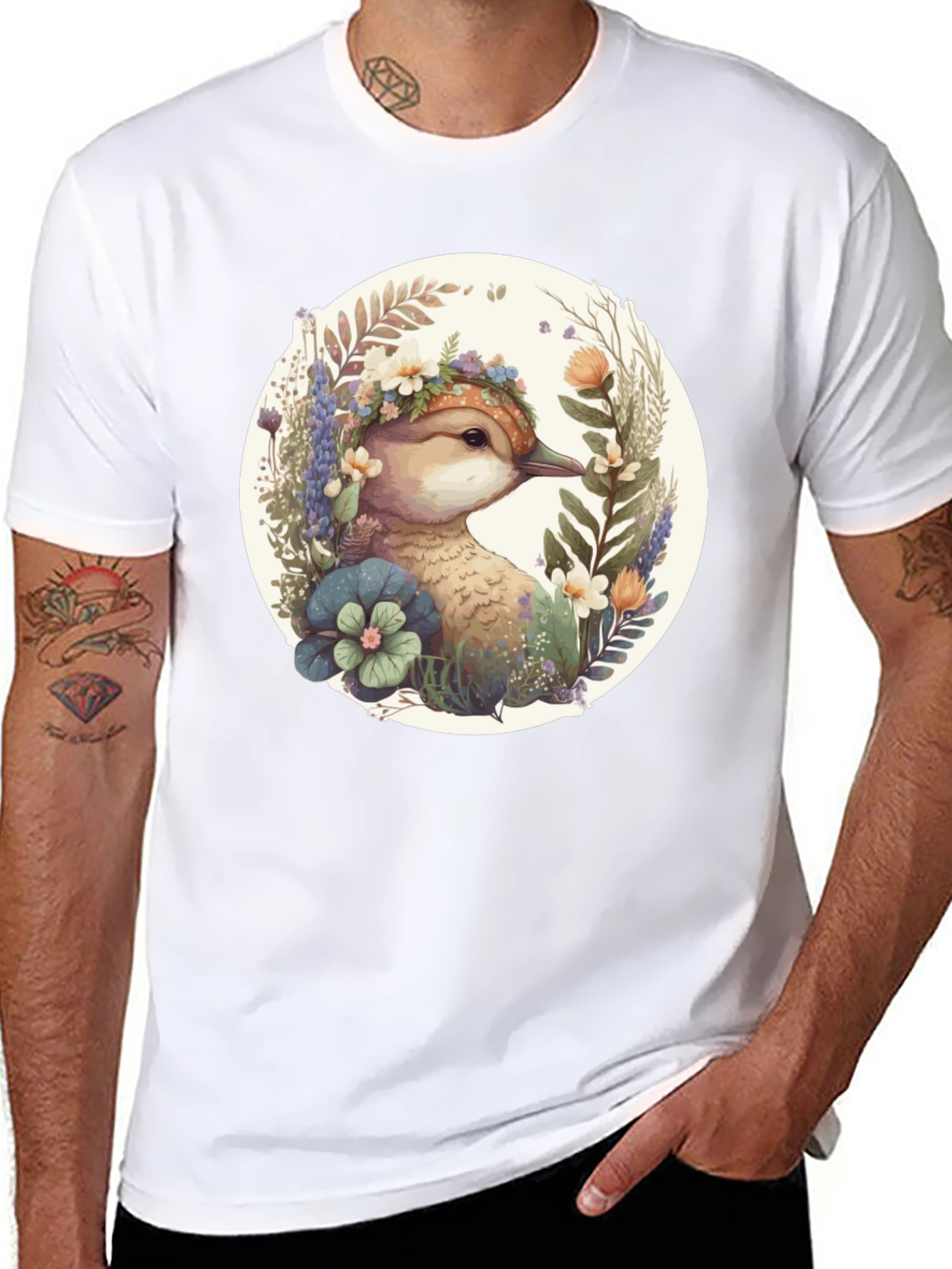 Floral Duck Graphic T-Shirt