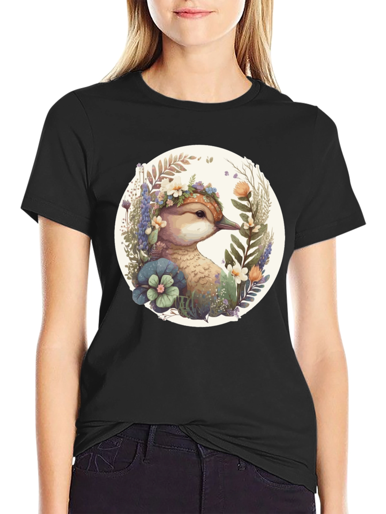 Floral Duck Graphic T-Shirt