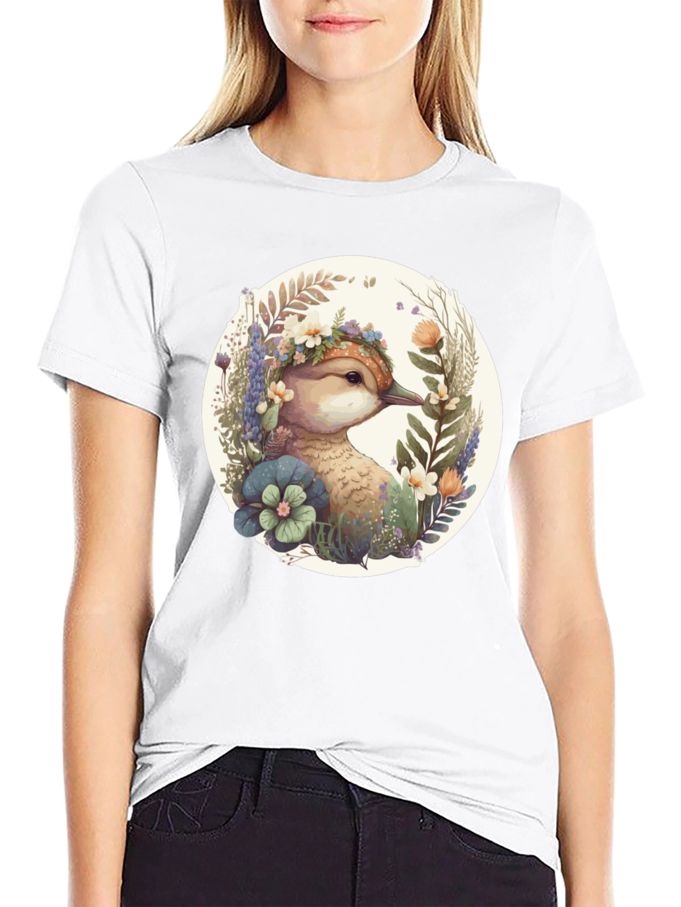 Floral Duck Graphic T-Shirt