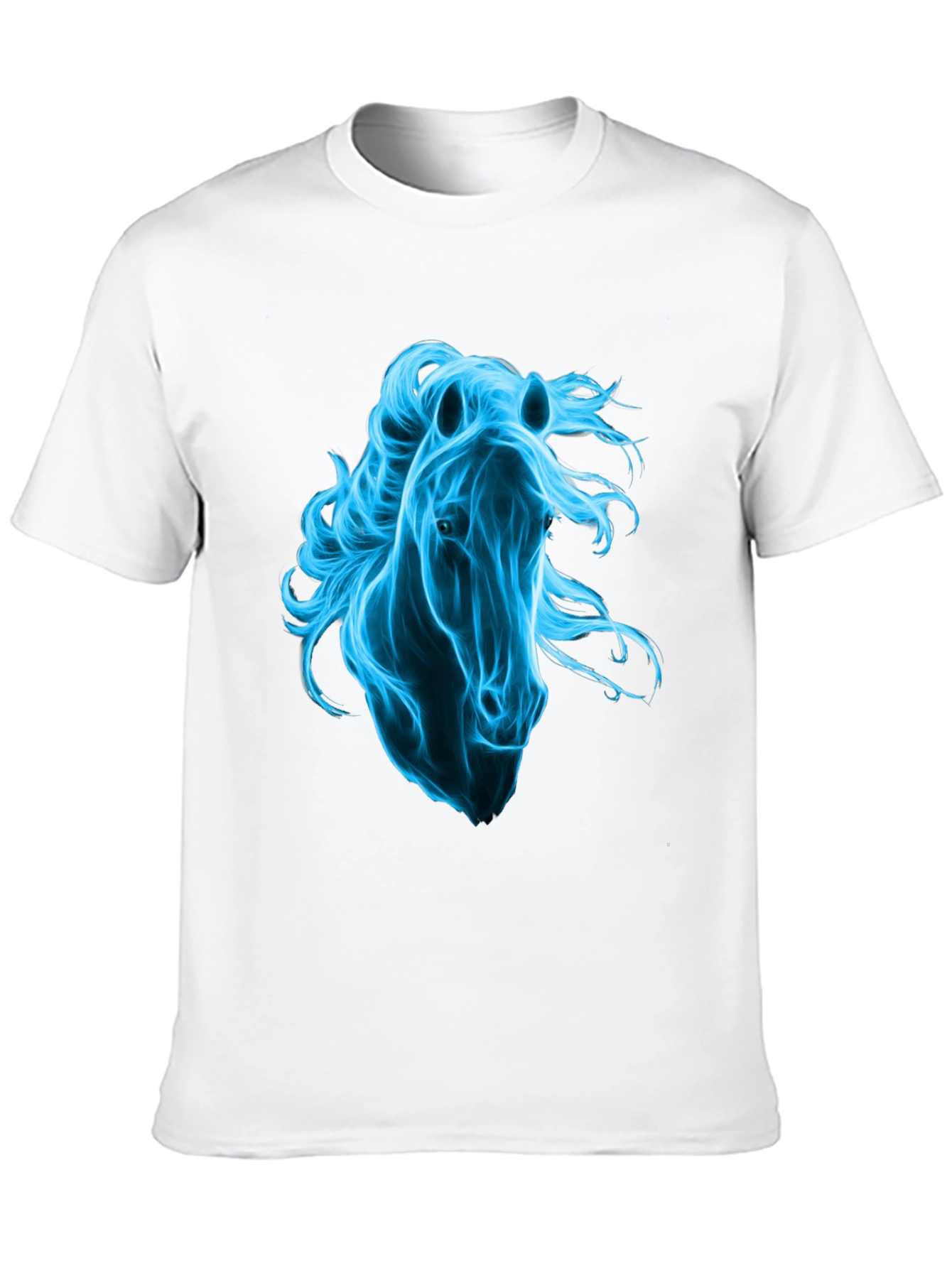 Mens Black T-Shirt with Blue Horse Graphic