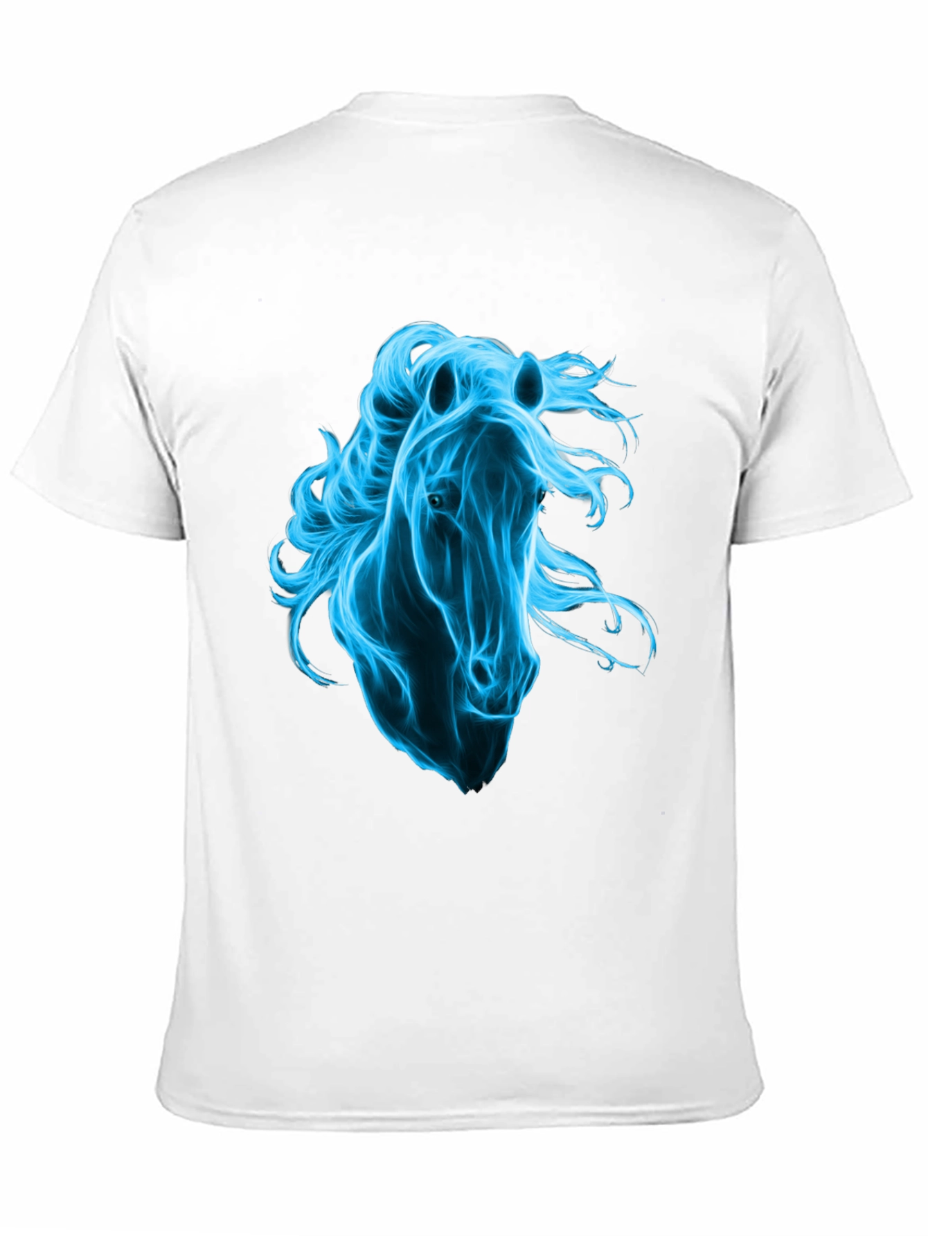 Mens Black T-Shirt with Blue Horse Graphic